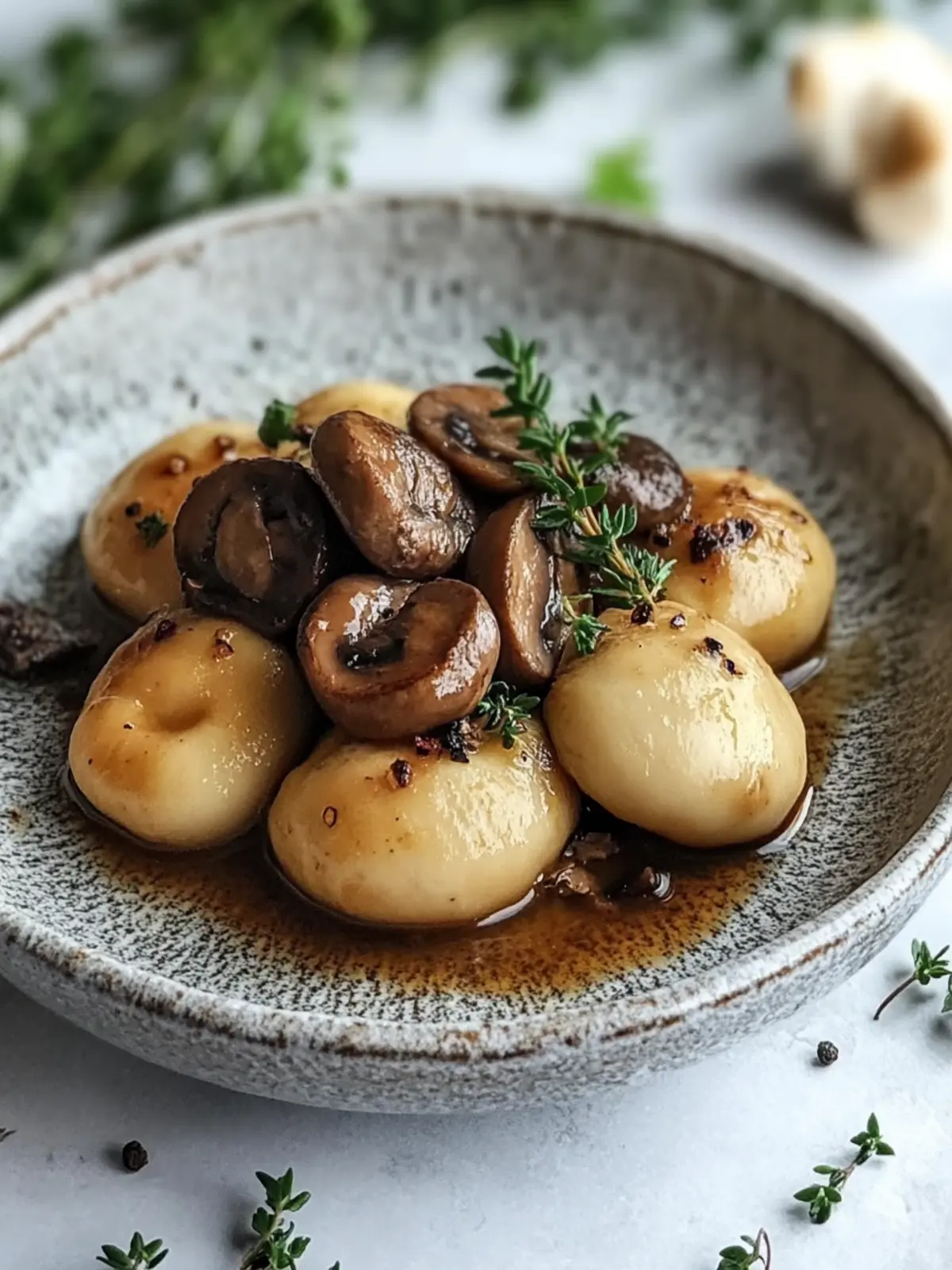 Herzhafter reichhaltiger veganer Pilzeintopf