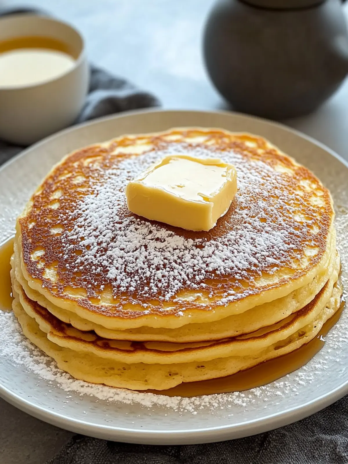 Fluffige Diner-Pfannkuchen mit Honig-Butter-Soße