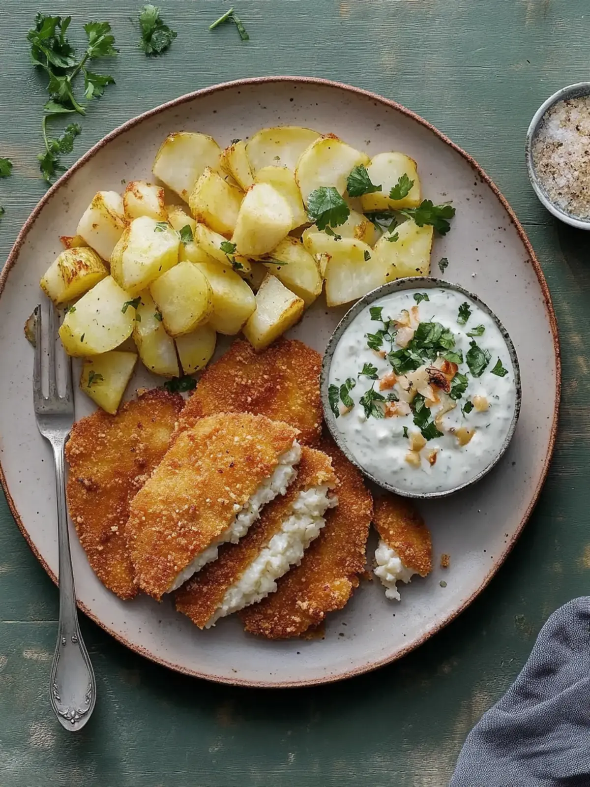 Paniertes Schnitzel mit Kohlrabi