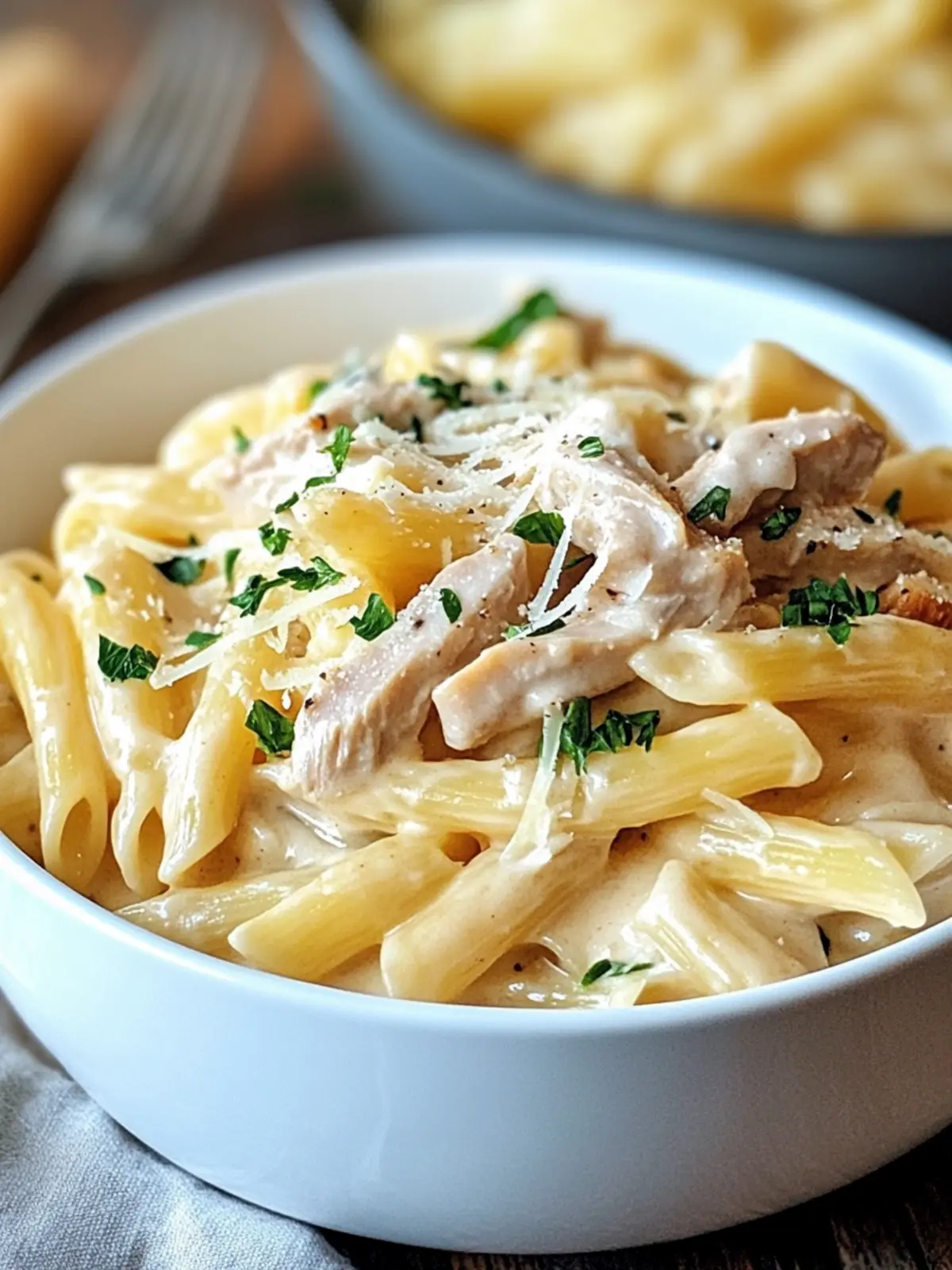 Cremige Crockpot-Kräuter-Knoblauch-Hühnchen-Pasta-Rezept