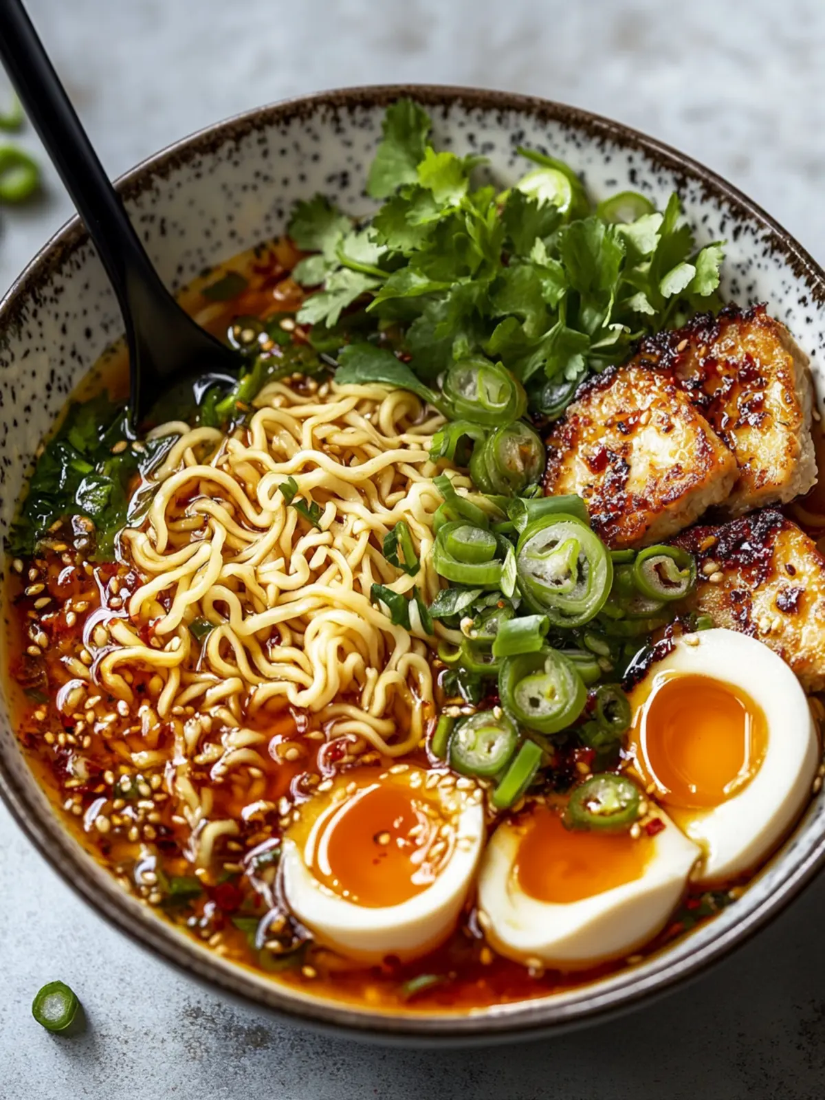 Scharfe Chili-Öl Hühnchen Ramen Schalen
