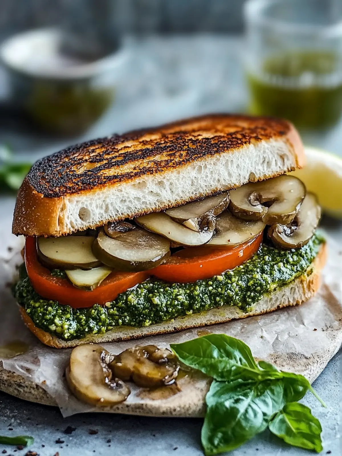 Himmlisches Pilz-Pesto-Sandwich
