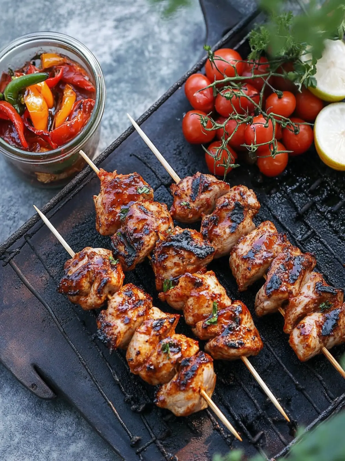 BBQ-Hähnchenspieße