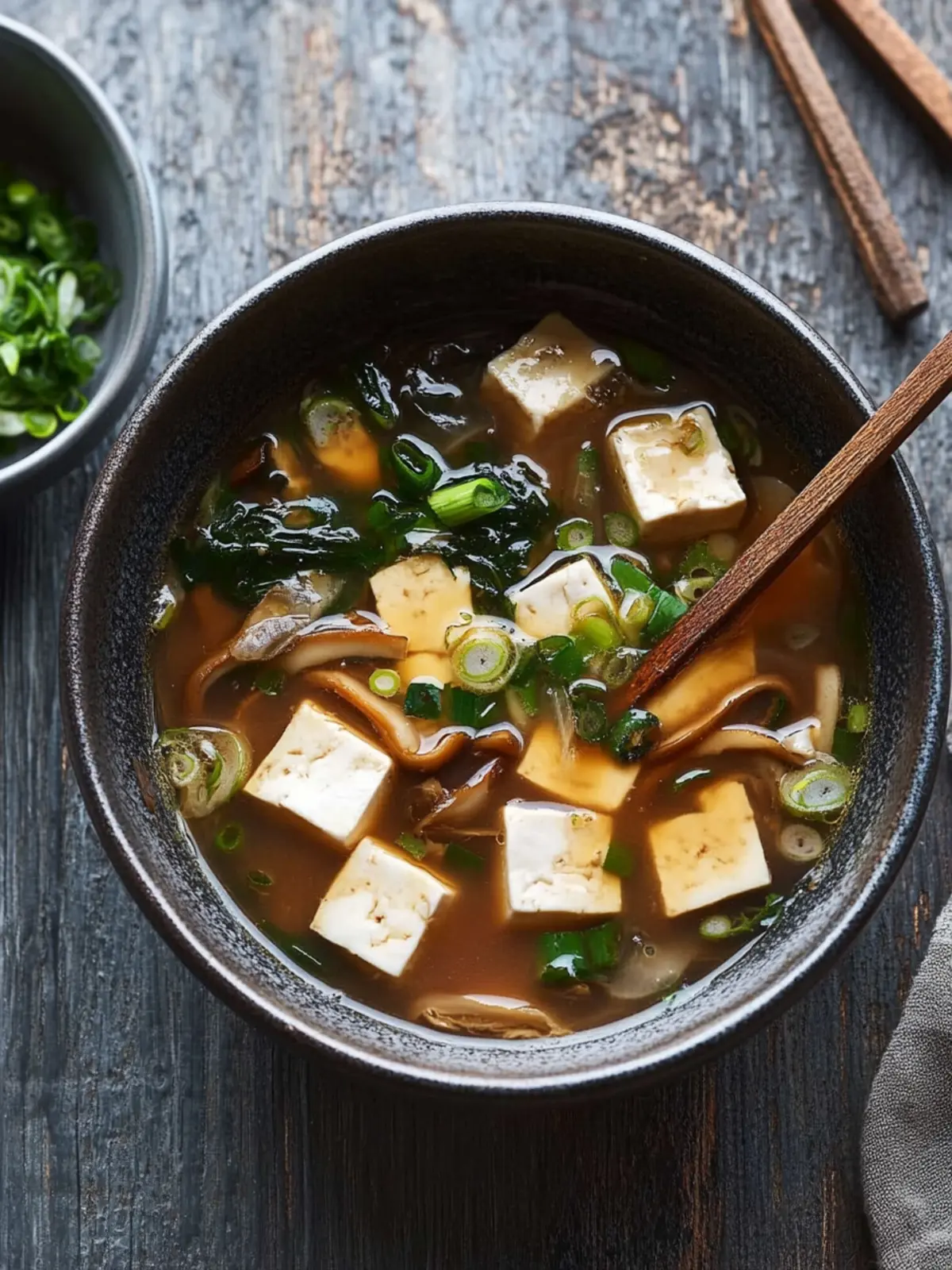 Asiatische Suppe mit Tofu und Shiitake