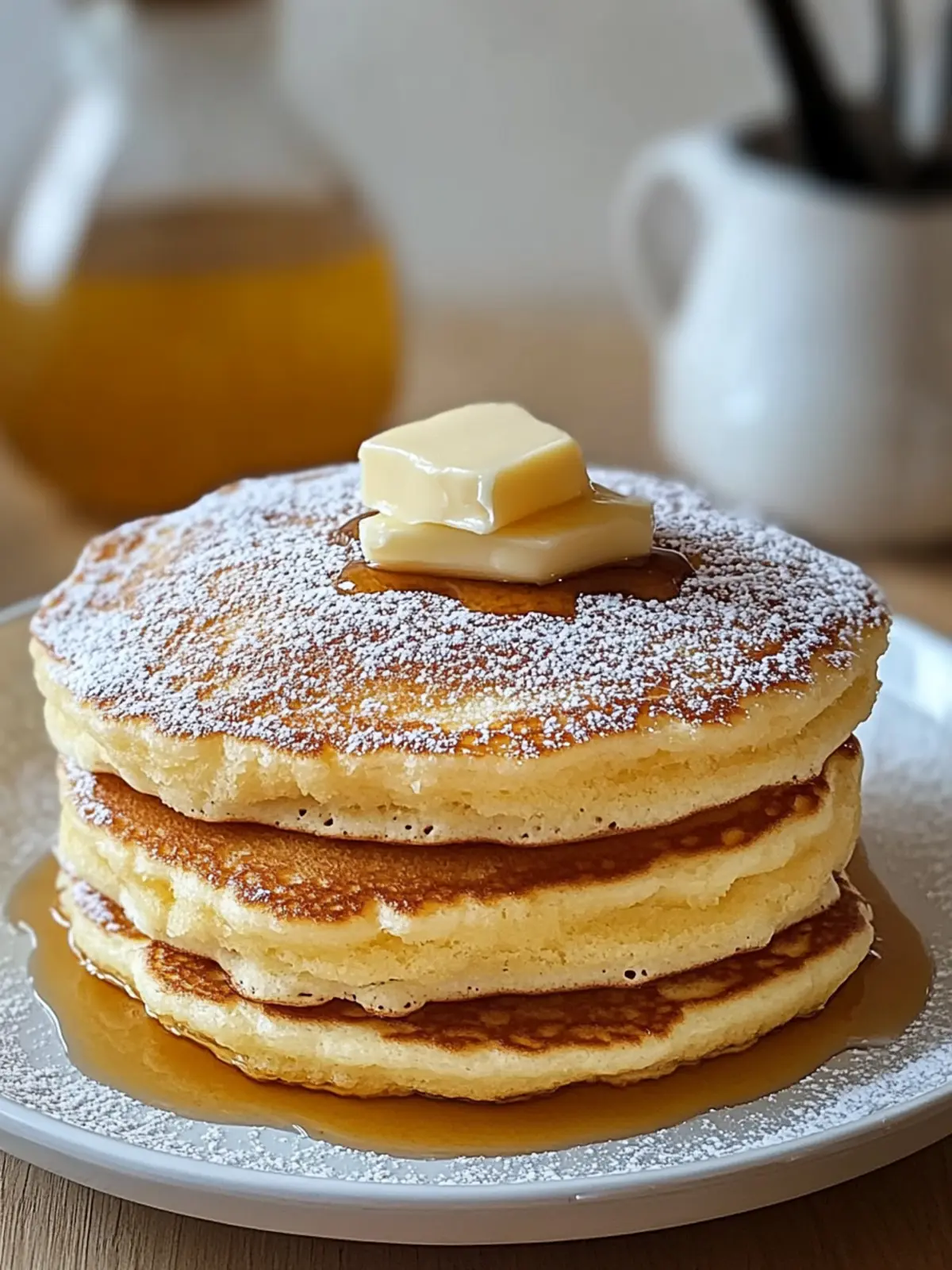 Fluffige Diner-Pfannkuchen mit Honig-Butter-Soße