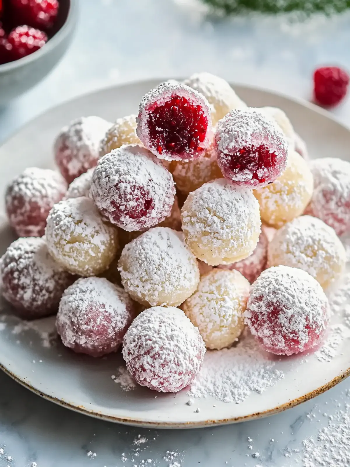 Unwiderstehliche Himbeer-Mandel-Schneeball-Kekse backen