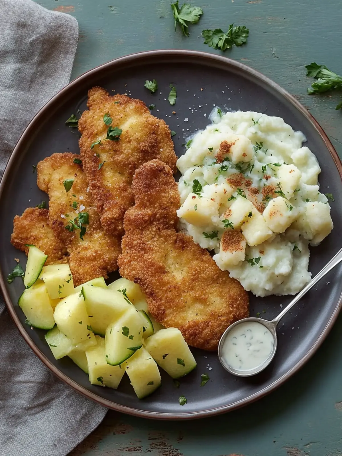 Paniertes Schnitzel mit Kohlrabi