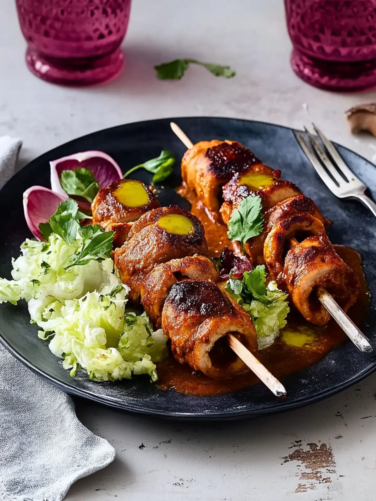Tandoori-Rouladen mit Rosenkohl-Kartoffelstampf