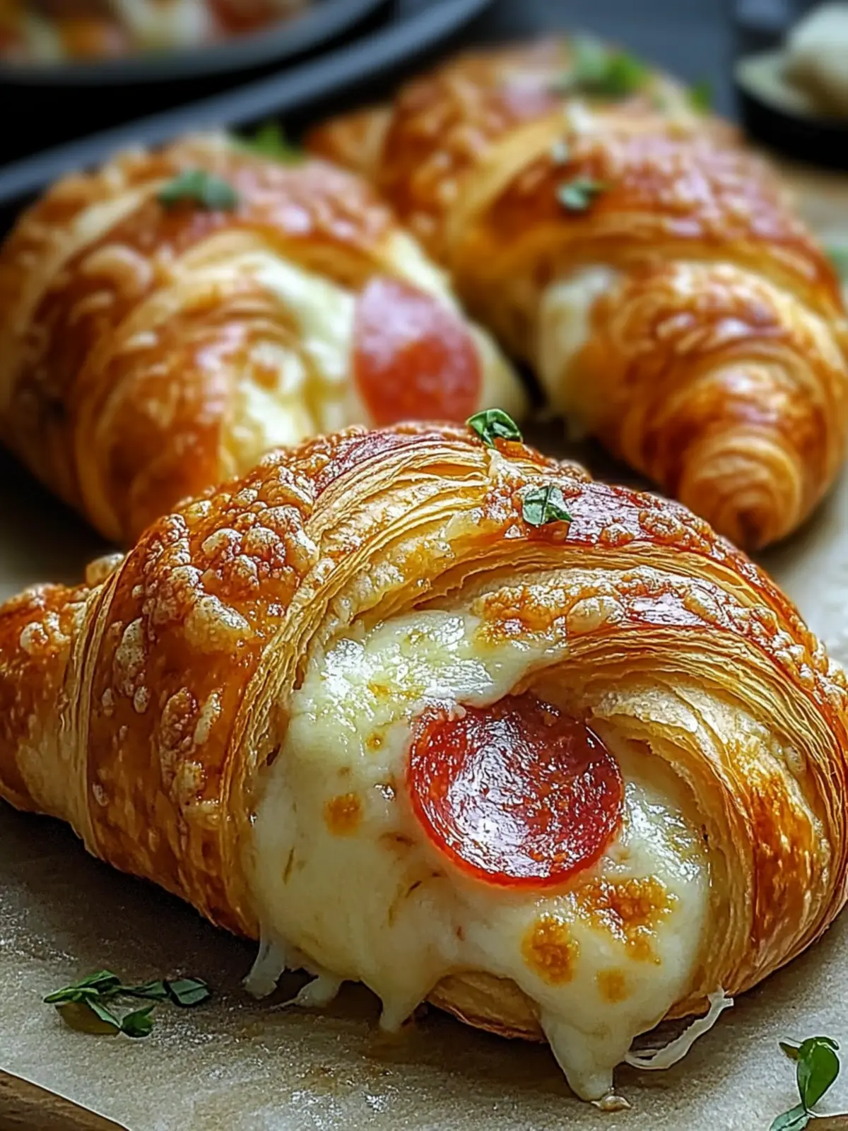 Mozzarella Pepperoni Croissant Brötchen