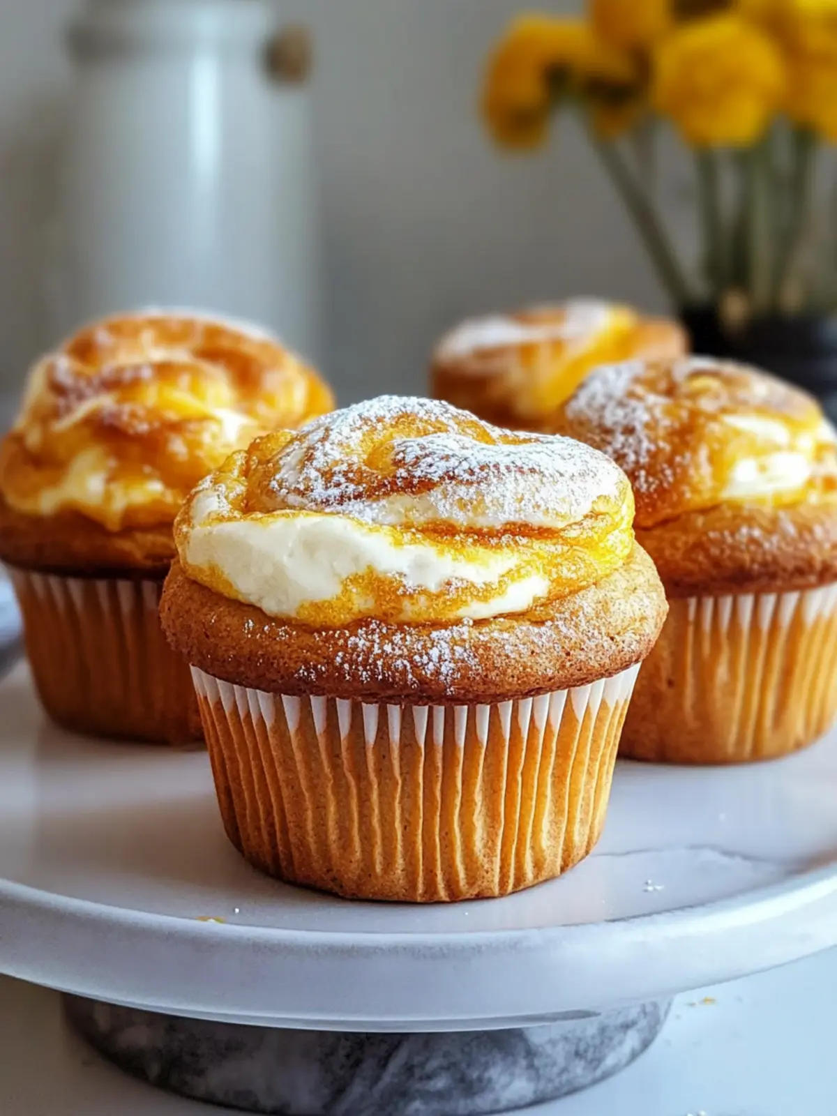 Kürbis Käsekuchen Swirl Muffins