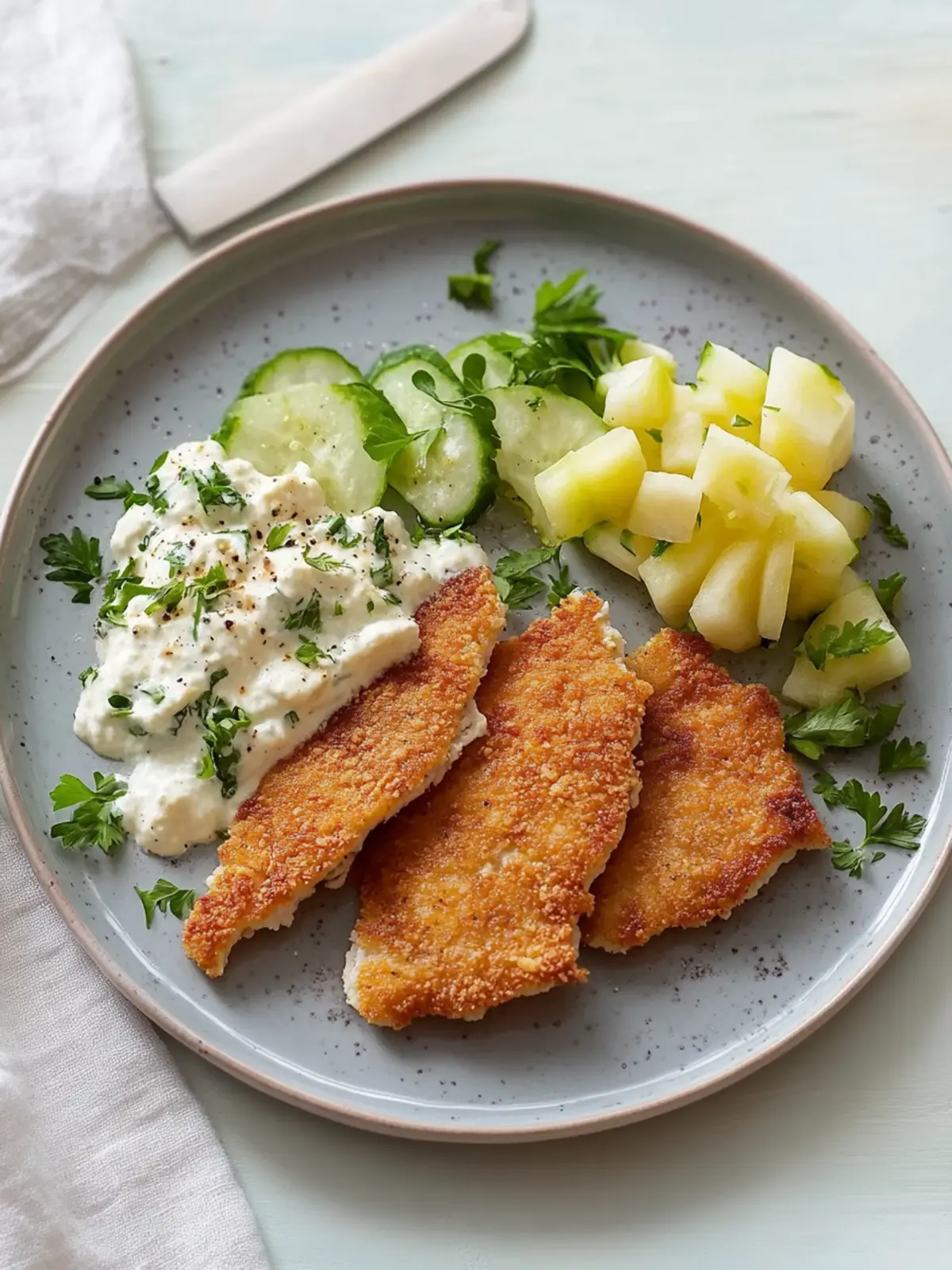 Paniertes Schnitzel mit Kohlrabi