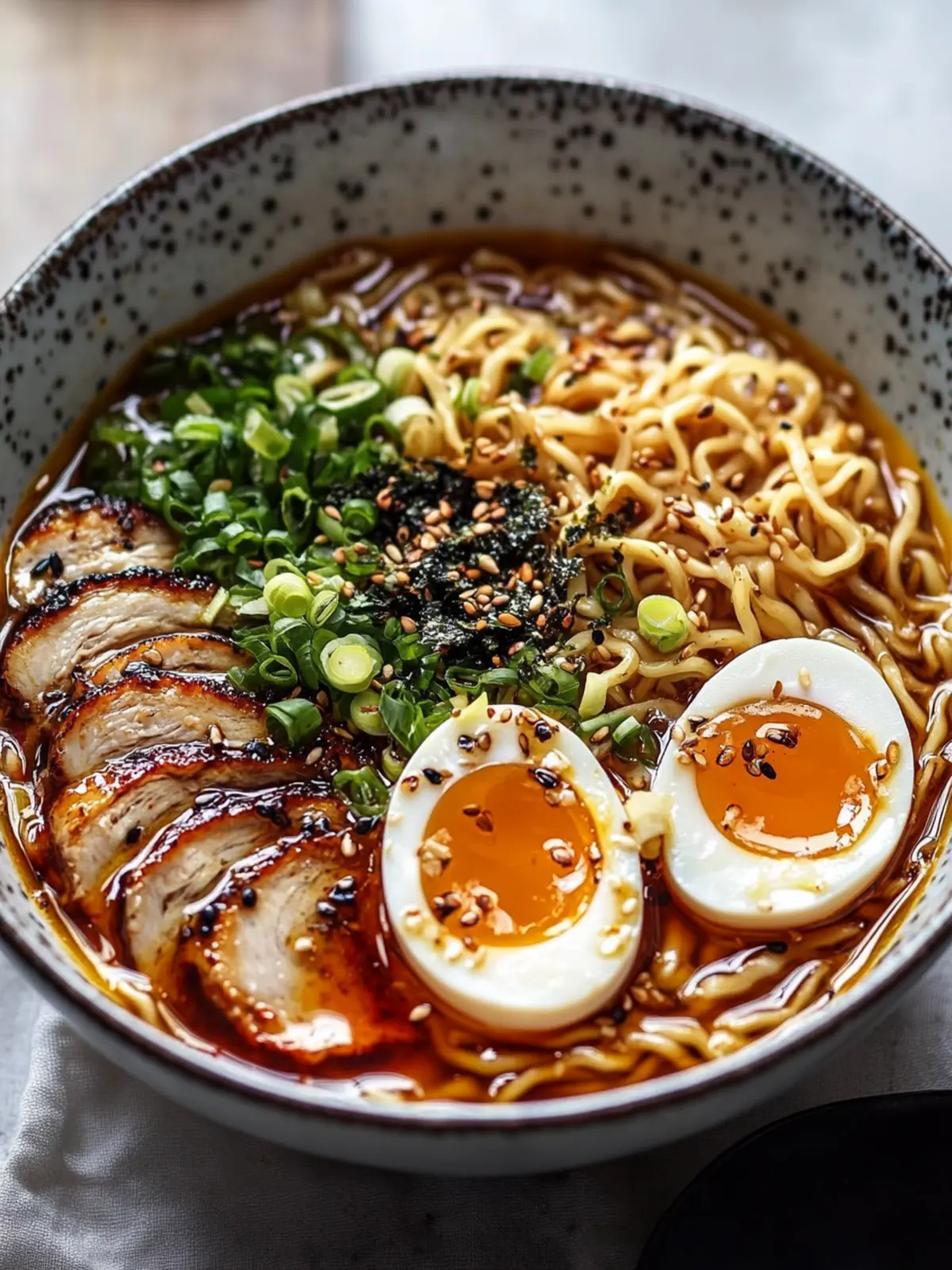 Scharfe Chili-Öl Hühnchen Ramen Schalen