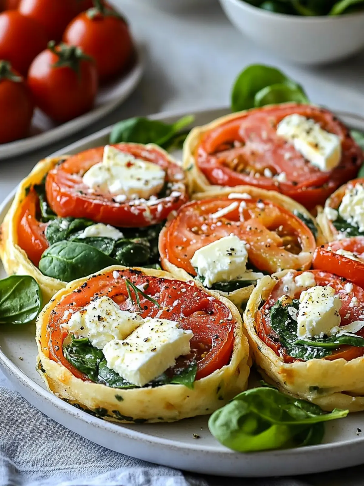 Feta Röllchen Tomaten Spinat