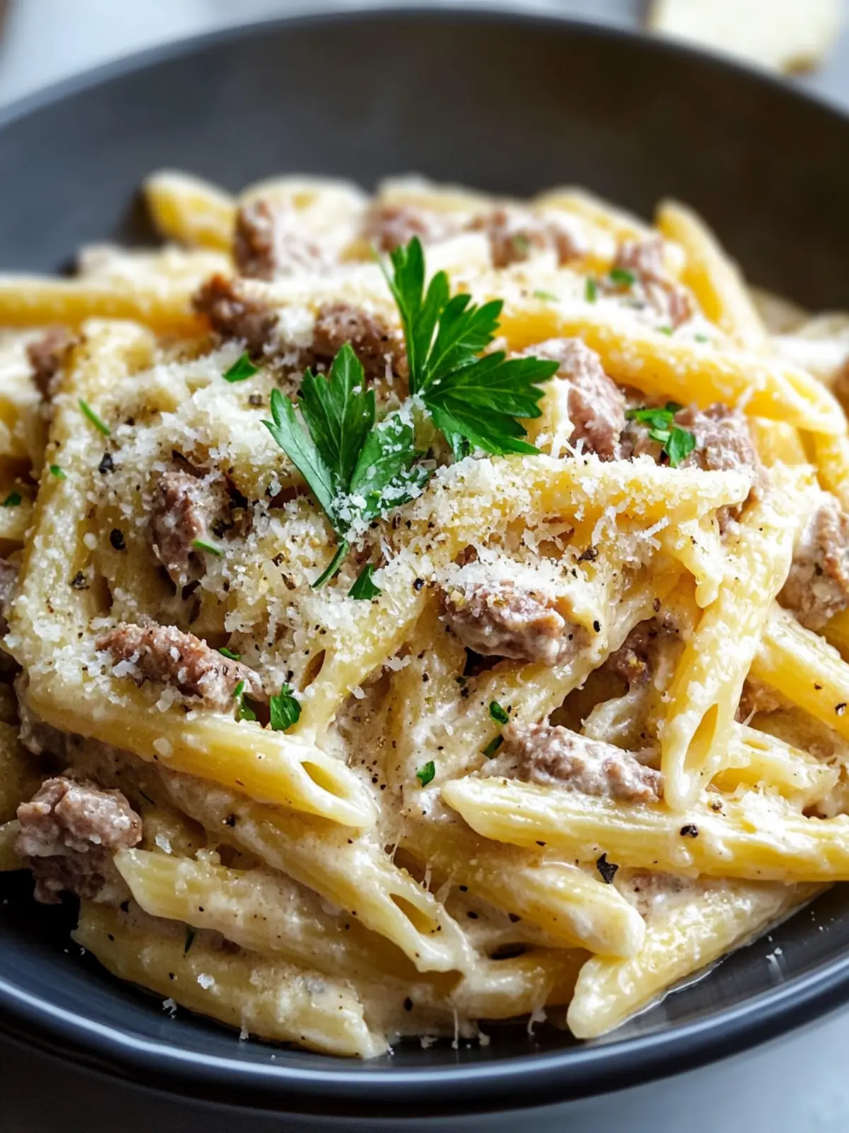 Unwiderstehliche cremige Rindfleisch-Pasta