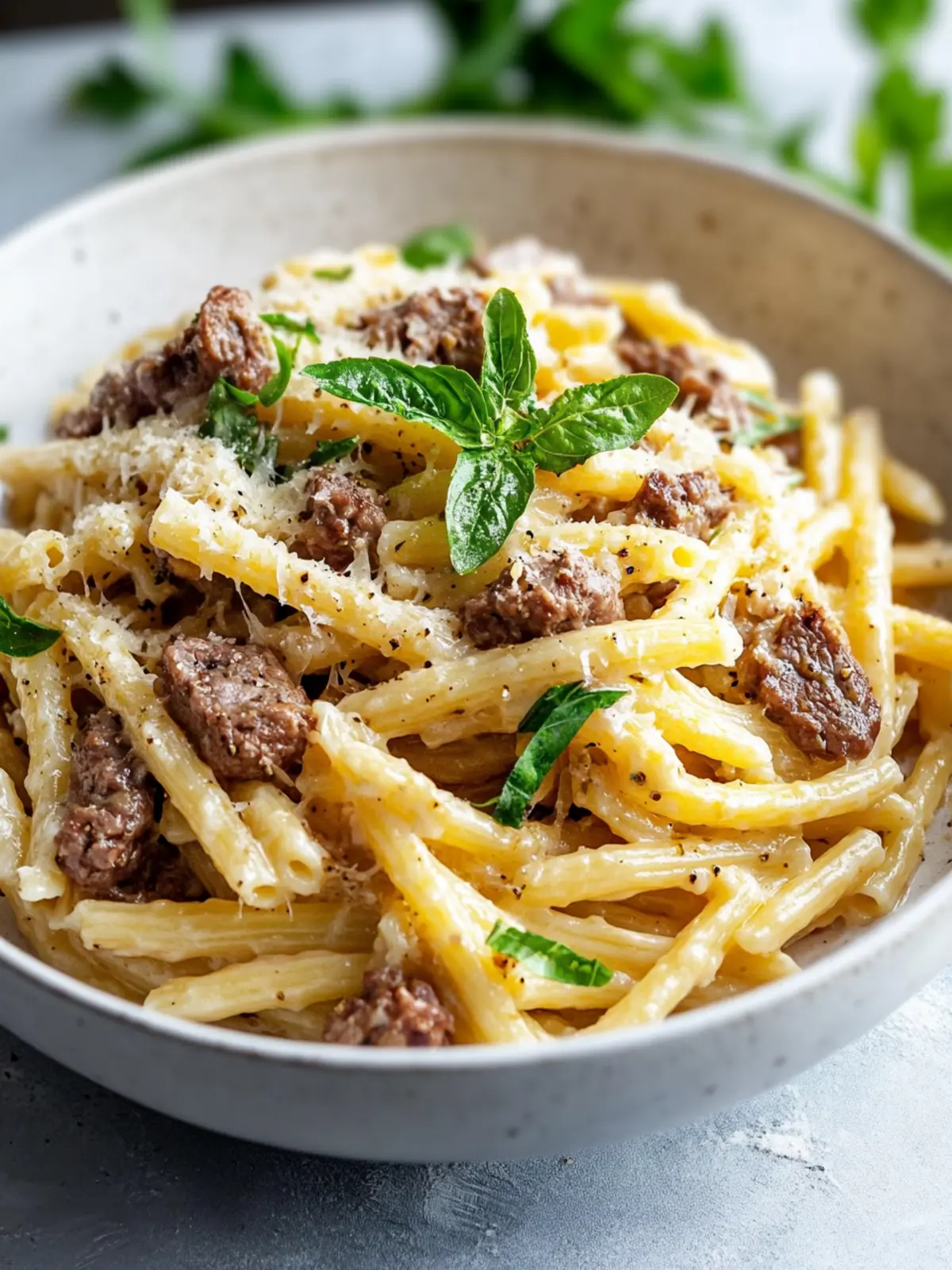 Unwiderstehliche cremige Rindfleisch-Pasta