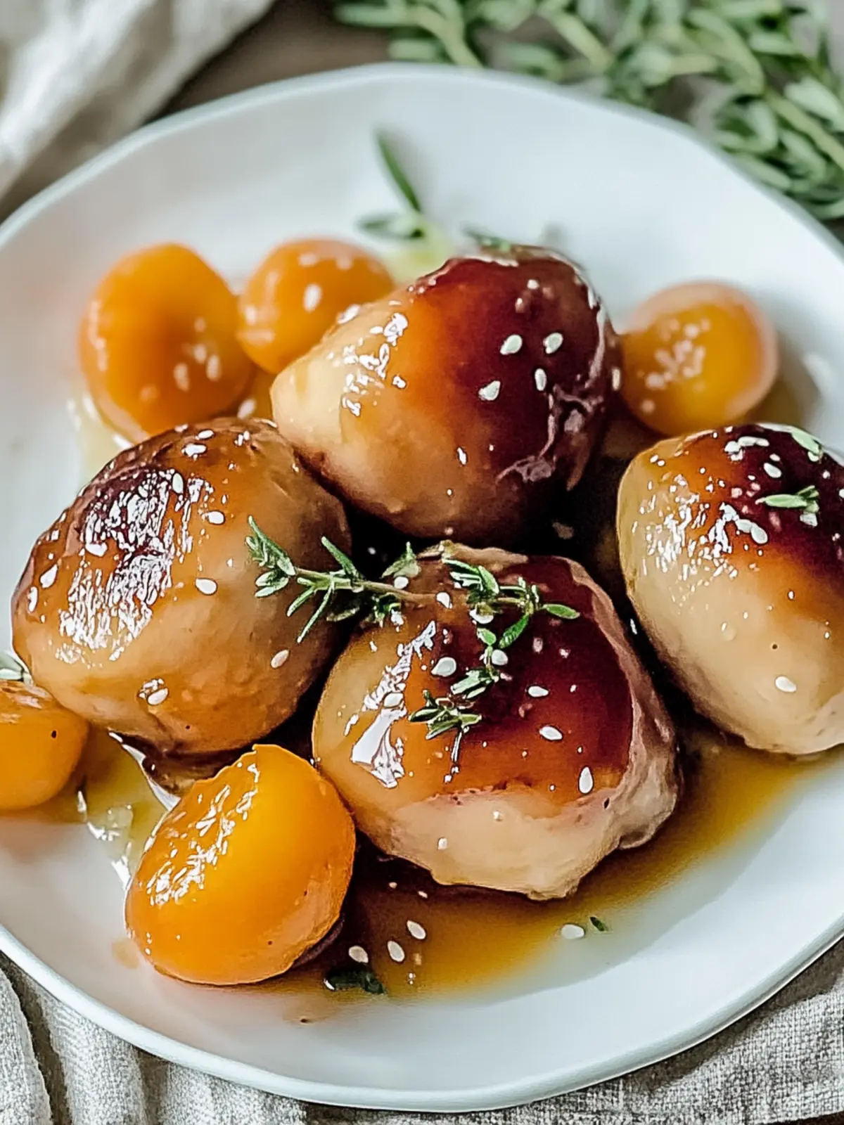 Sticky, sweet and savory apricot chicken dinner