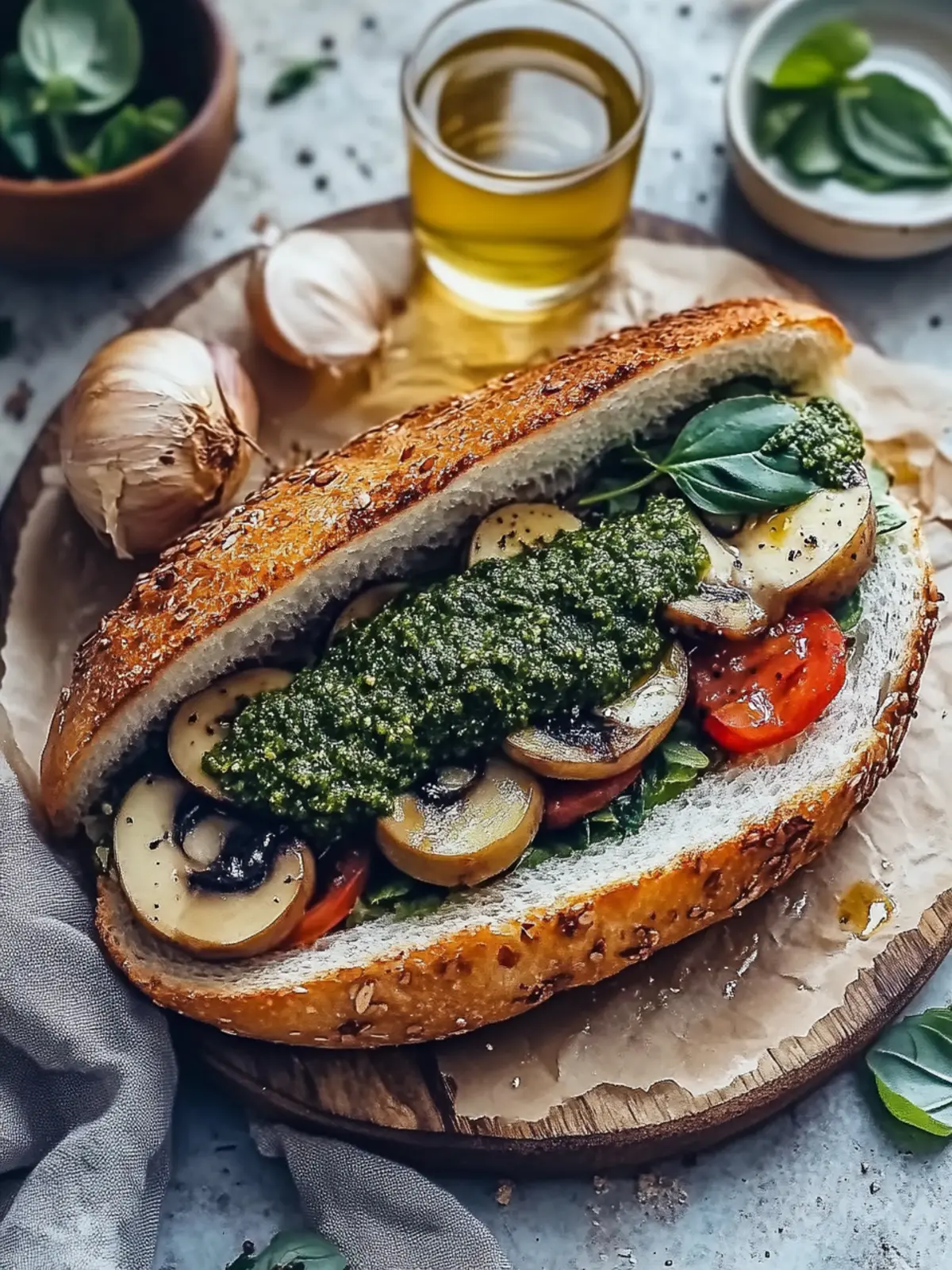 Himmlisches Pilz-Pesto-Sandwich
