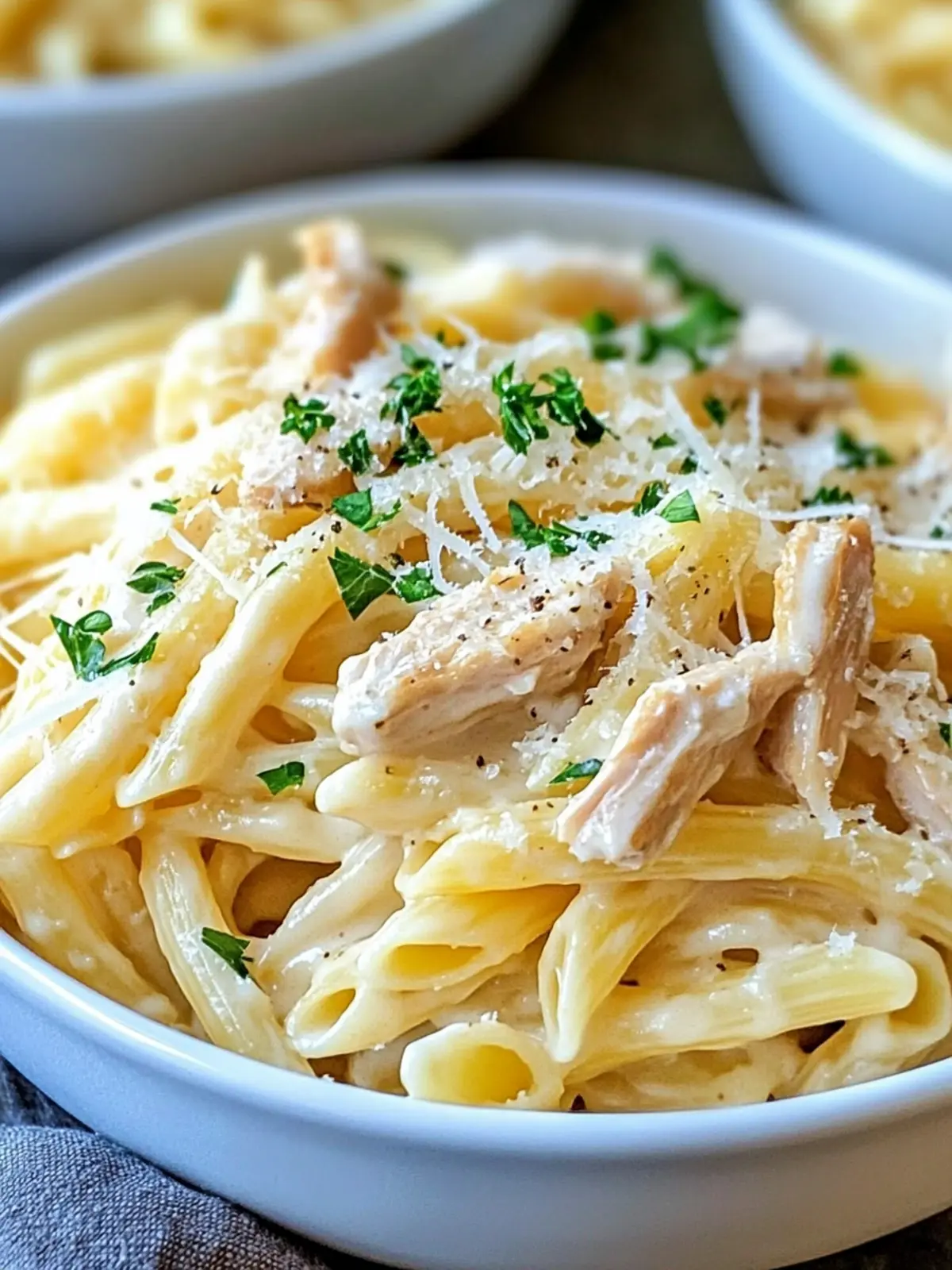 Cremige Crockpot-Kräuter-Knoblauch-Hühnchen-Pasta-Rezept
