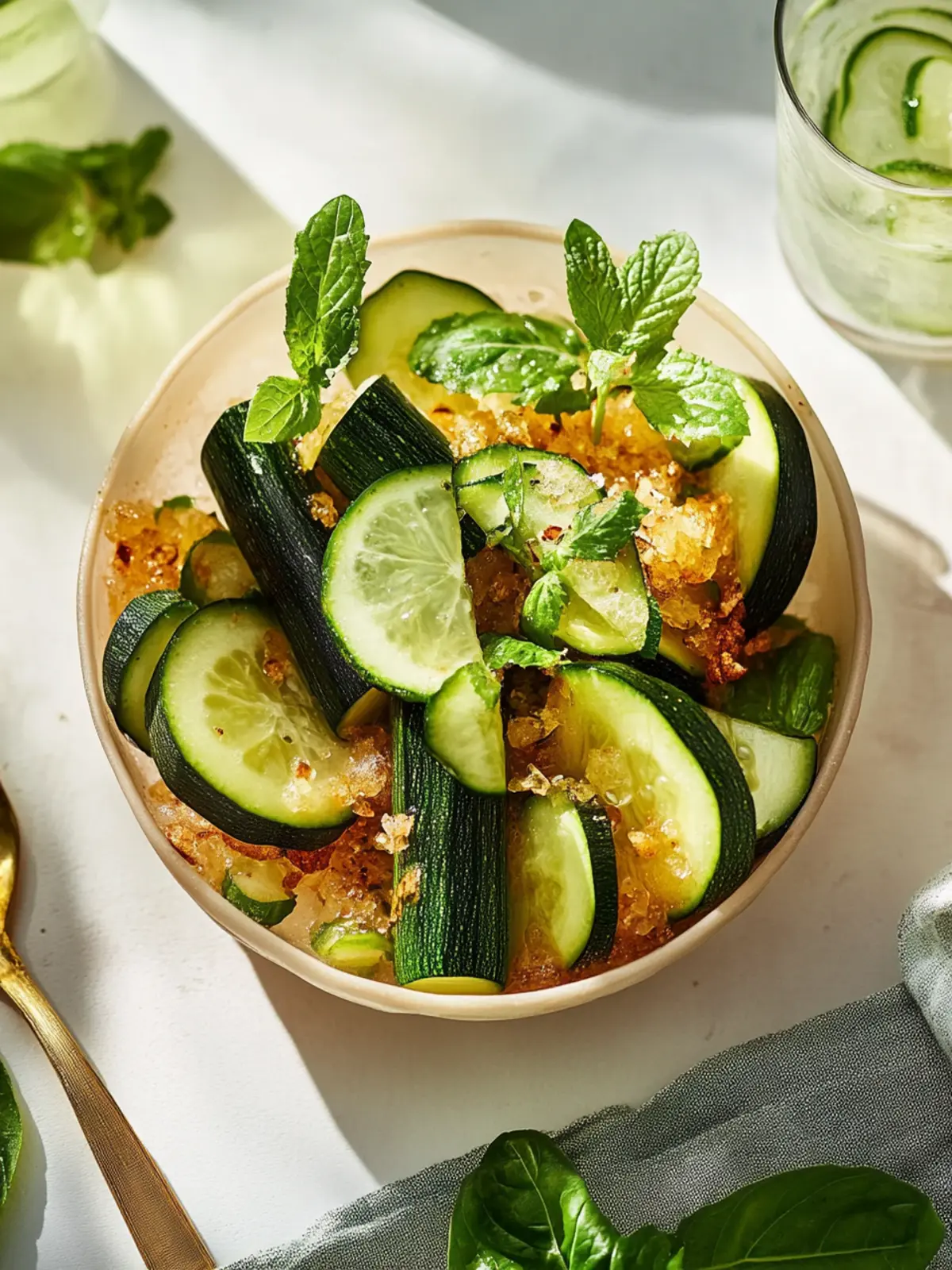 Zucchini with crispy rice and lime