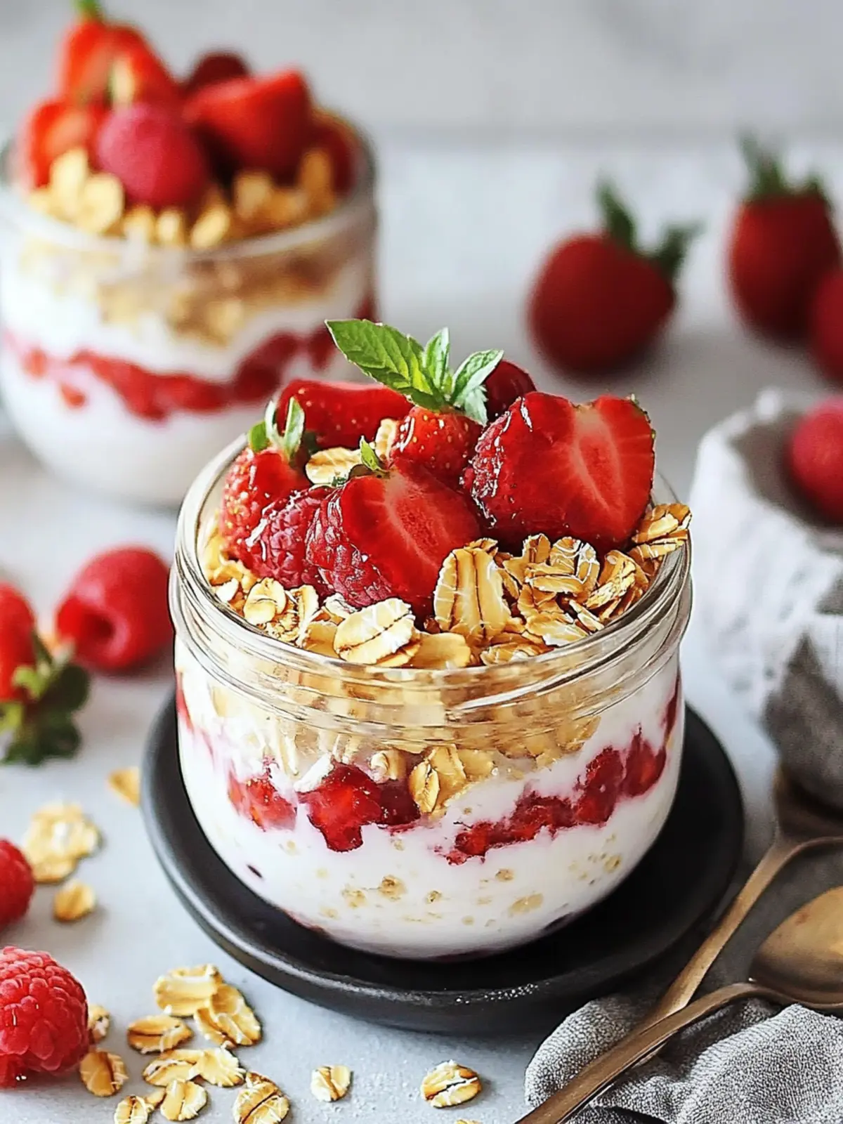 Erdbeer-Käsekuchen-Overnight-Oats