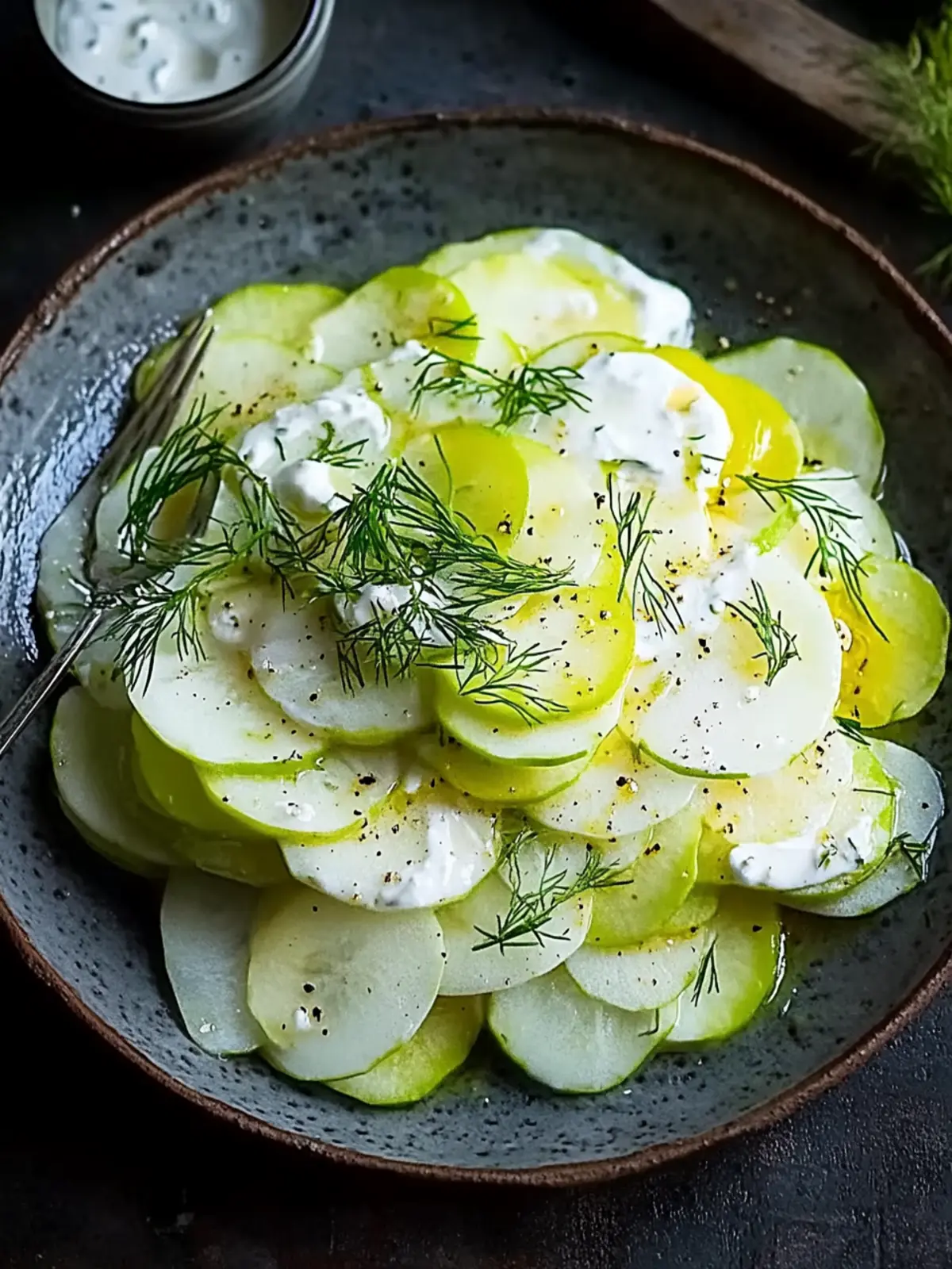 Rohkohlrabi-Apfel-Salat mit Dill und Joghurt