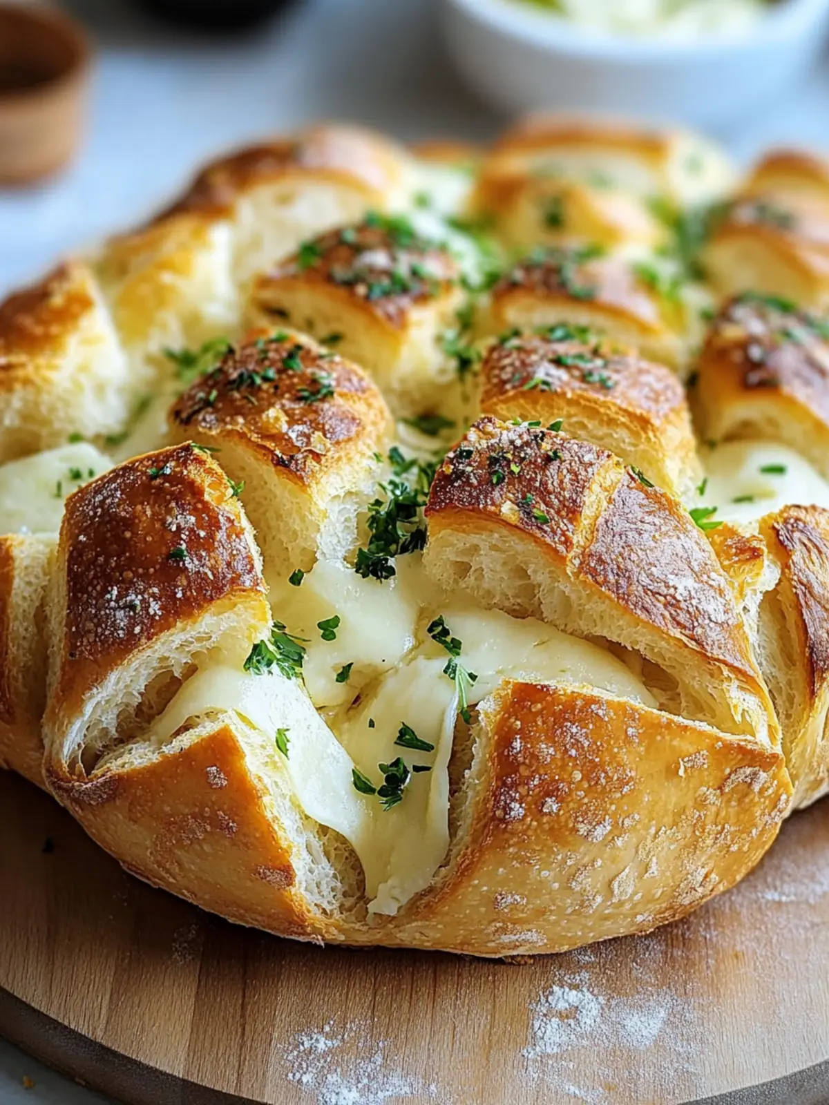 Käse-Zupfbrot mit Knoblauch