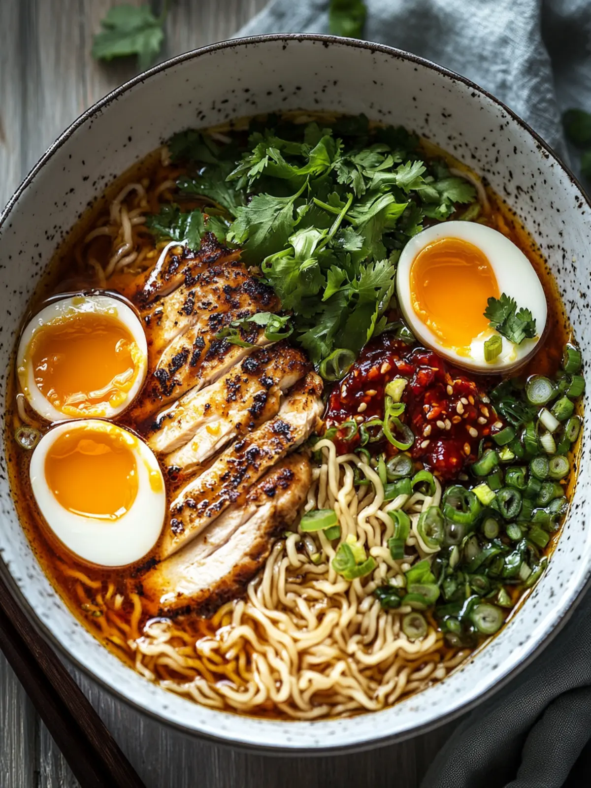 Scharfe Chili-Öl Hühnchen Ramen Schalen