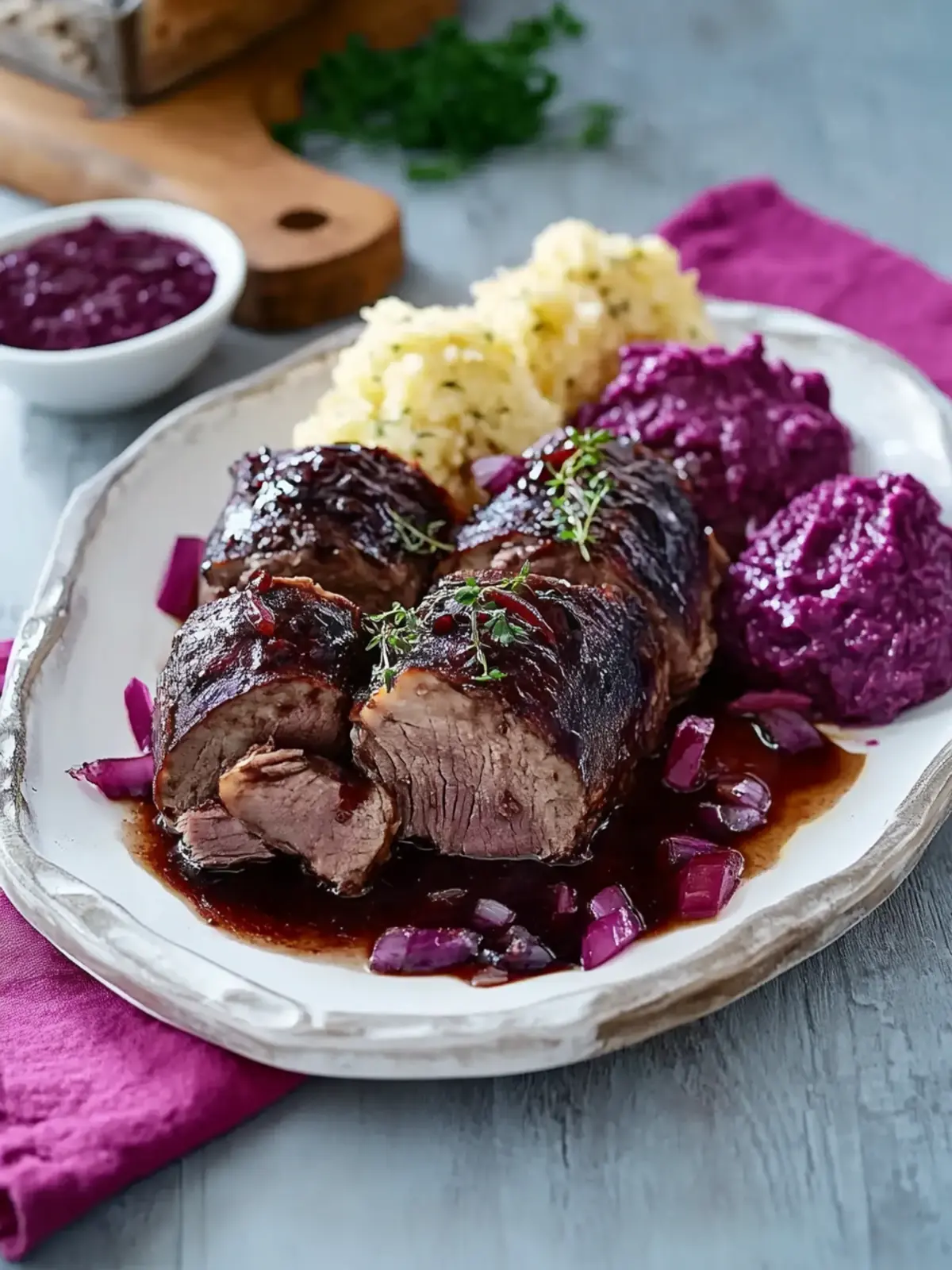 Sauerbraten-Rouladen mit Rotkohl