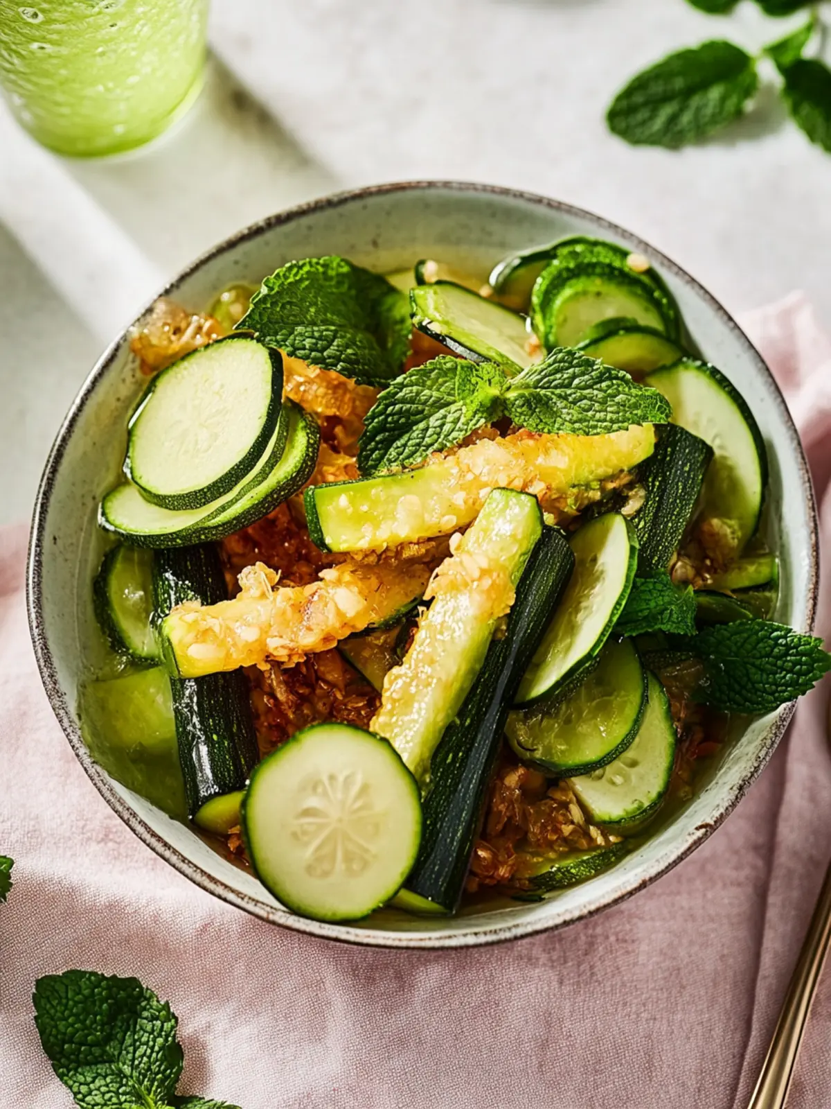Zucchini with crispy rice and lime