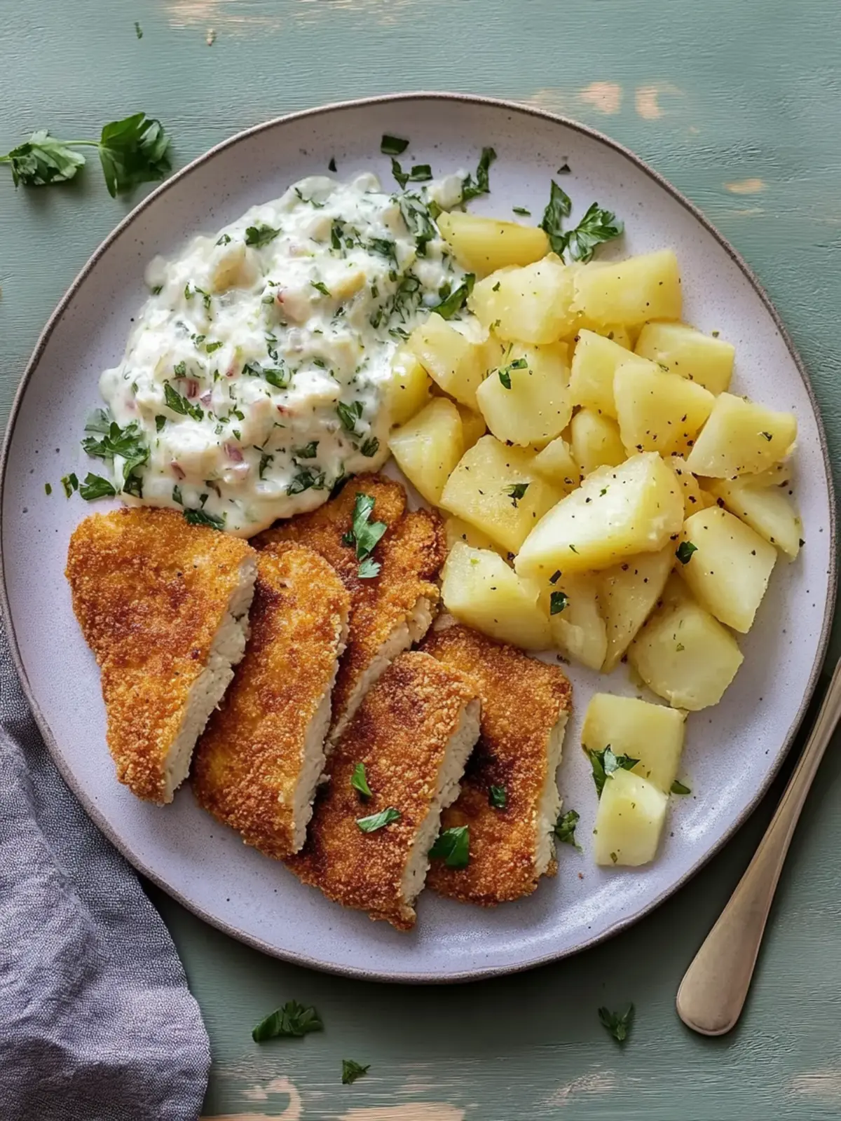 Paniertes Schnitzel mit Kohlrabi