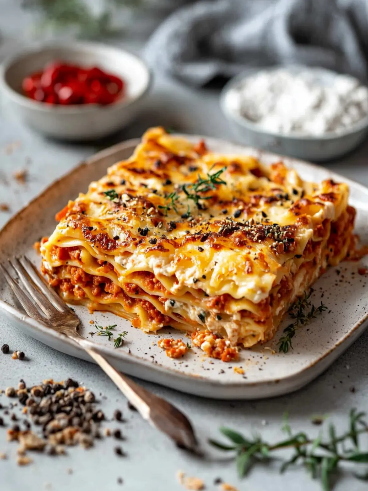 Vegetarische Linsen-Lasagne mit Wintergemüse