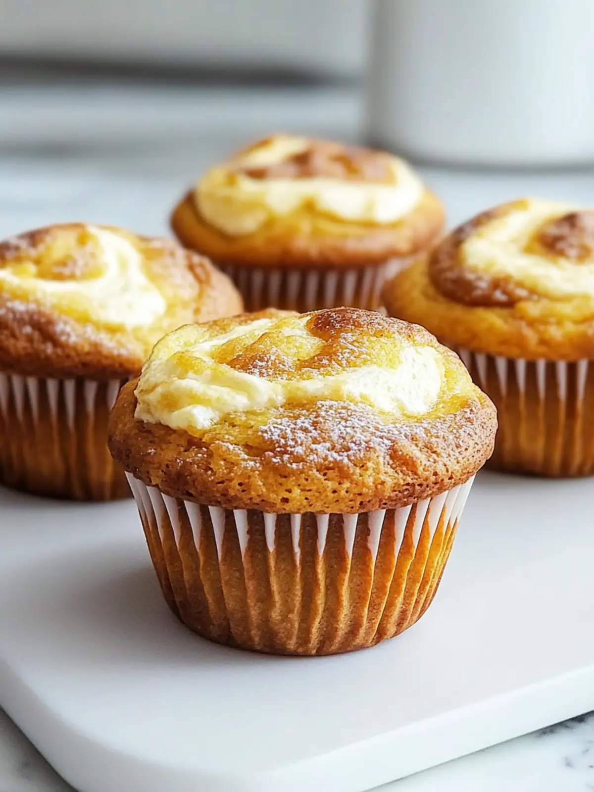 Kürbis Käsekuchen Swirl Muffins