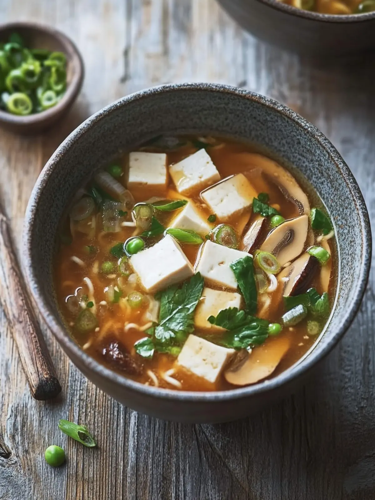 Asiatische Suppe mit Tofu und Shiitake