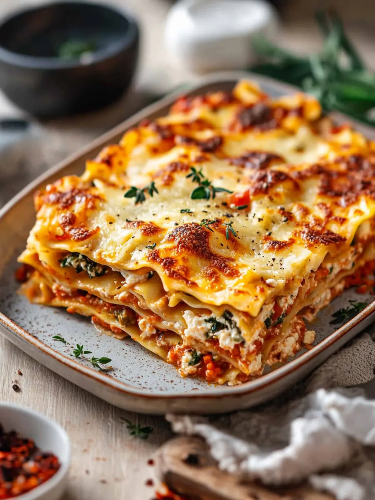 Vegetarische Linsen-Lasagne mit Wintergemüse