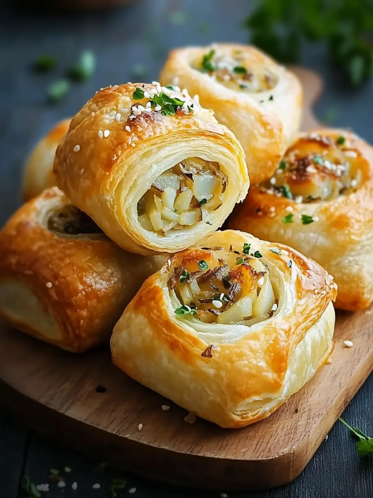 Cheese Onion Potato Puff Pastry Rolls for Heart and Palate