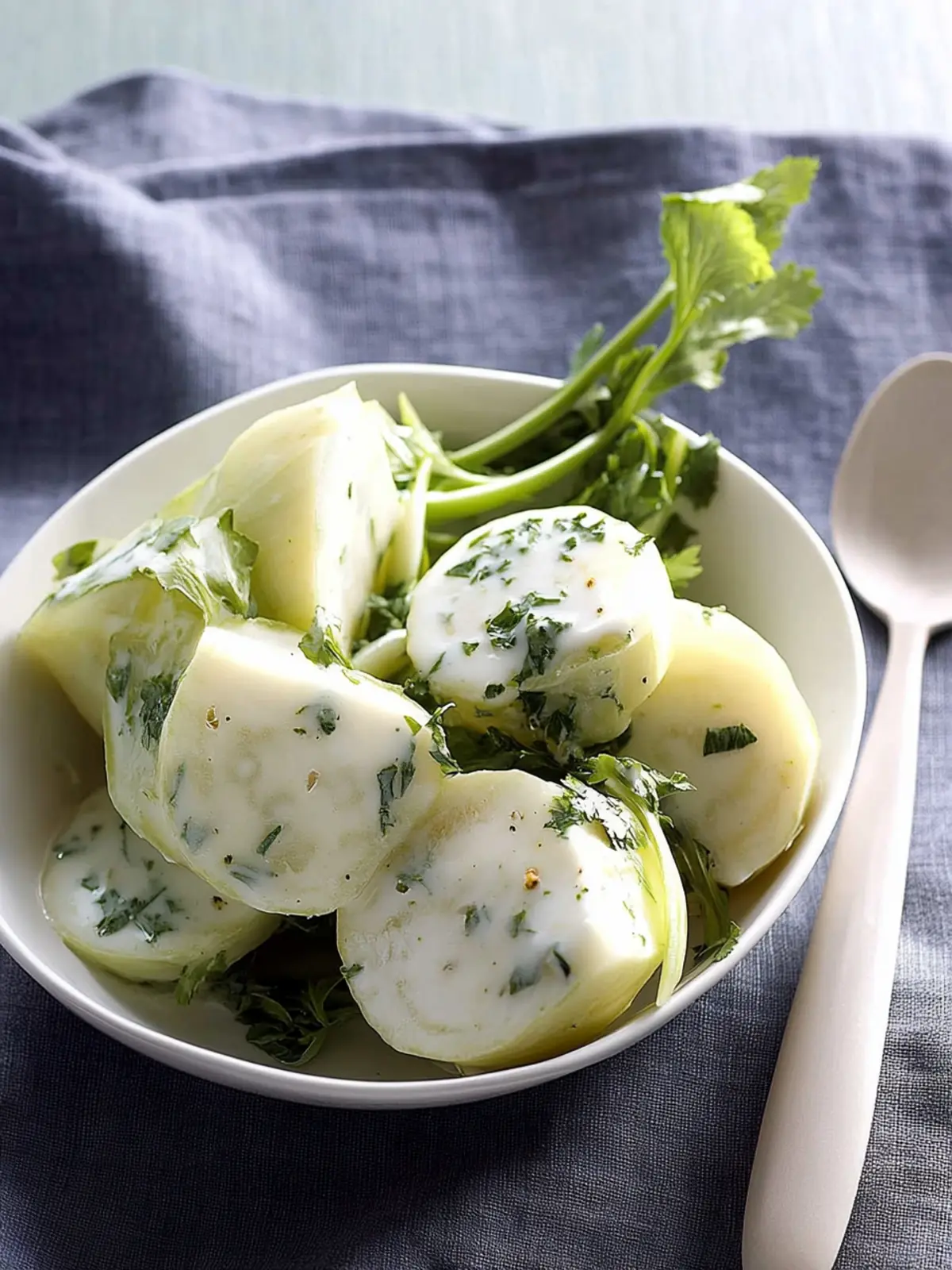 Kohlrabi mit Crème fraîche und Kerbel
