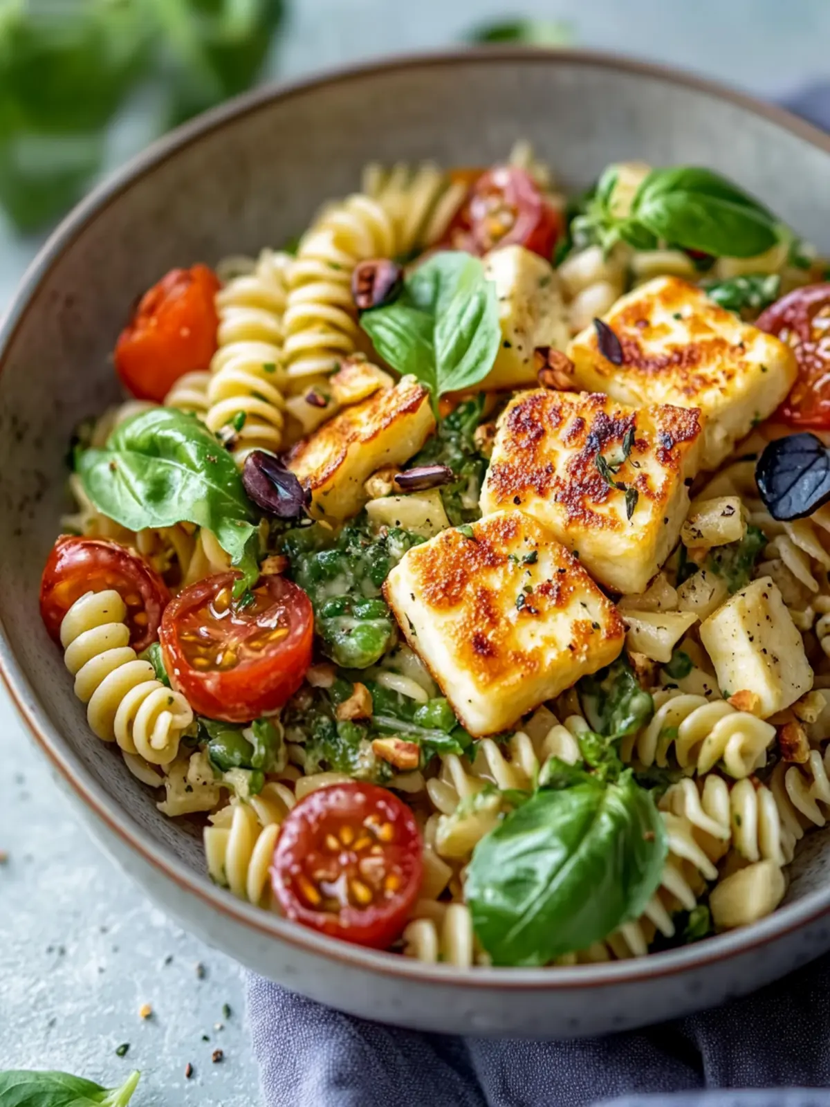Bunter Halloumi Pasta Salat