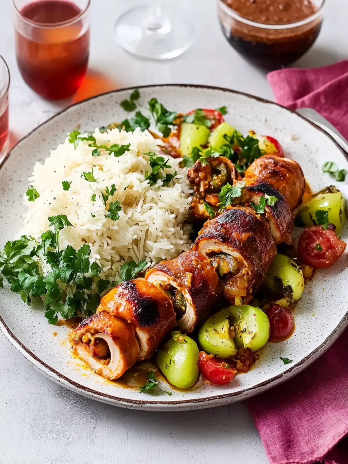 Tandoori-Rouladen mit Rosenkohl-Kartoffelstampf