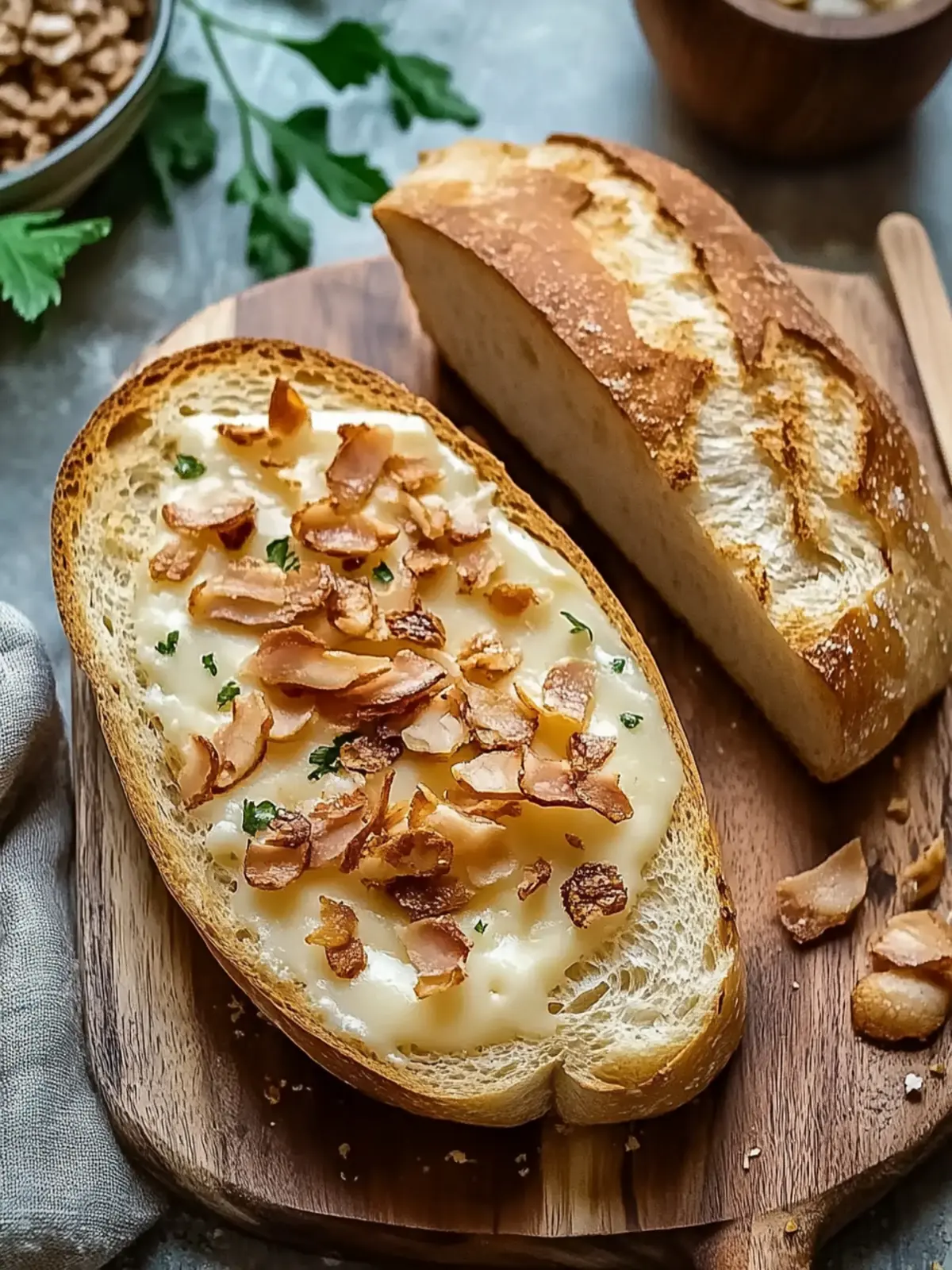 Überbackenes Käsebrot mit Schinken