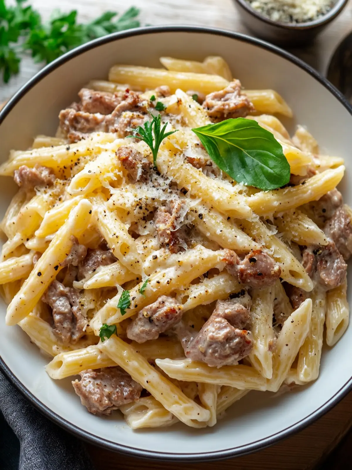 Unwiderstehliche cremige Rindfleisch-Pasta