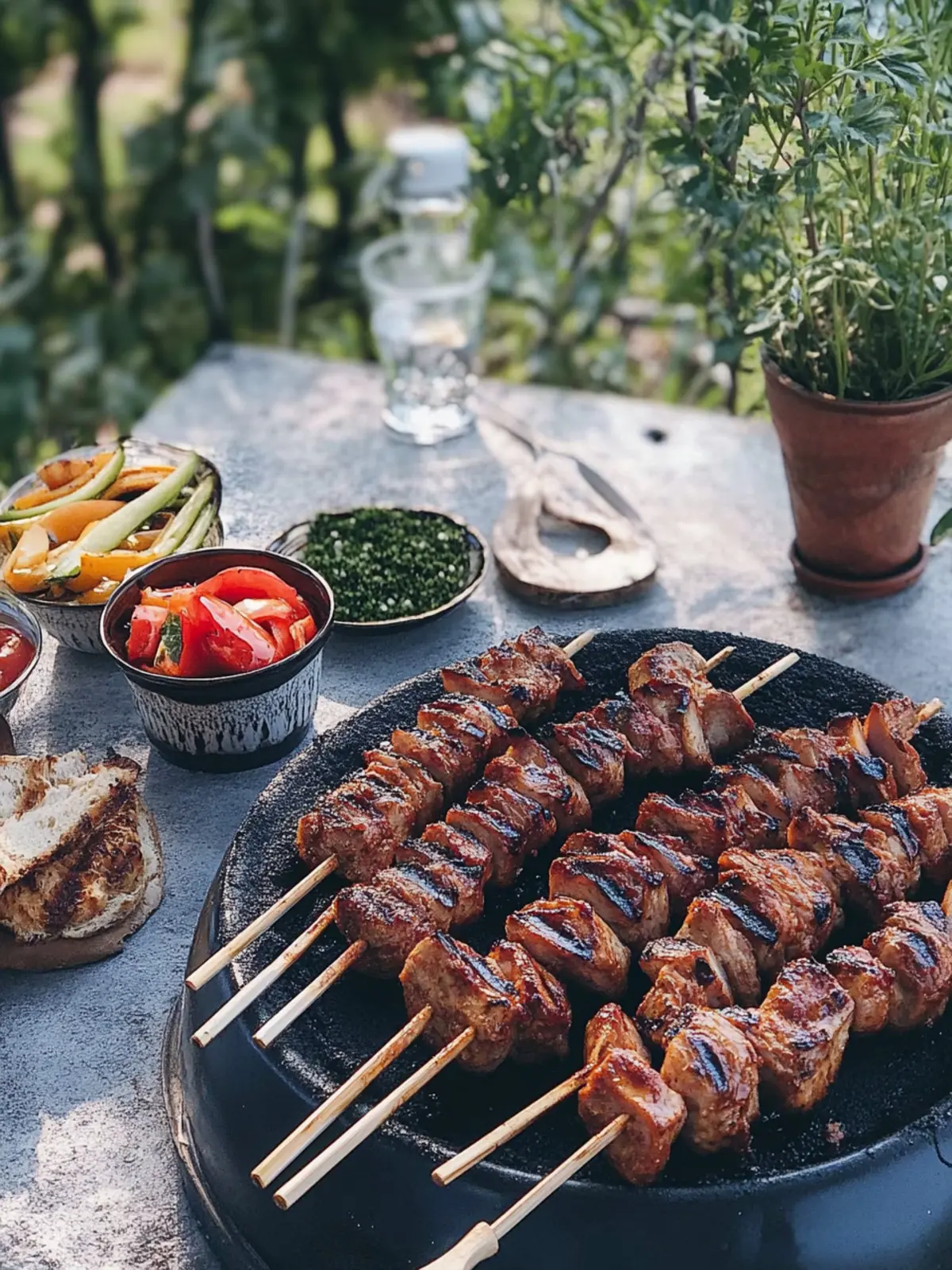 BBQ-Hähnchenspieße