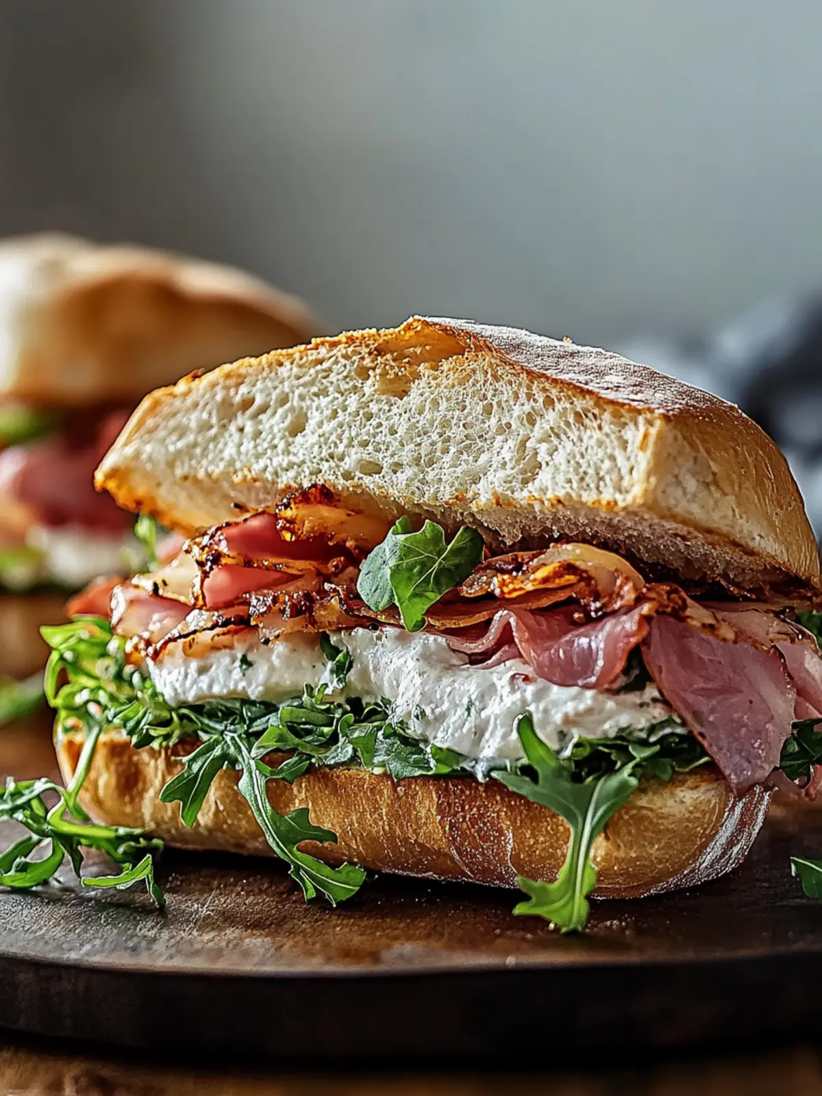 Gehacktes Hähnchen-Rindfleisch-Speck-Ranch-Sandwich