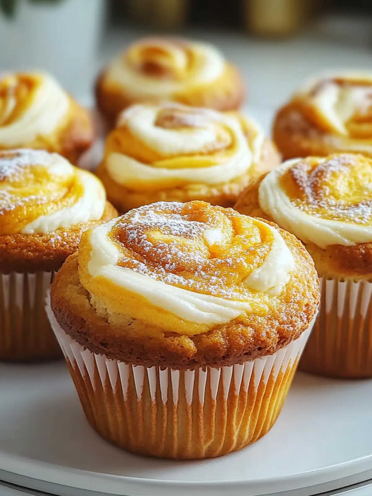 Kürbis Käsekuchen Swirl Muffins
