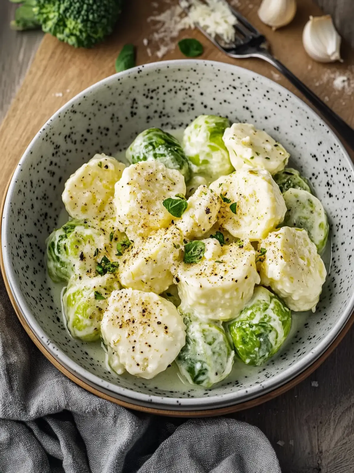 Rosenkohl in Frischkäse-Senfsauce