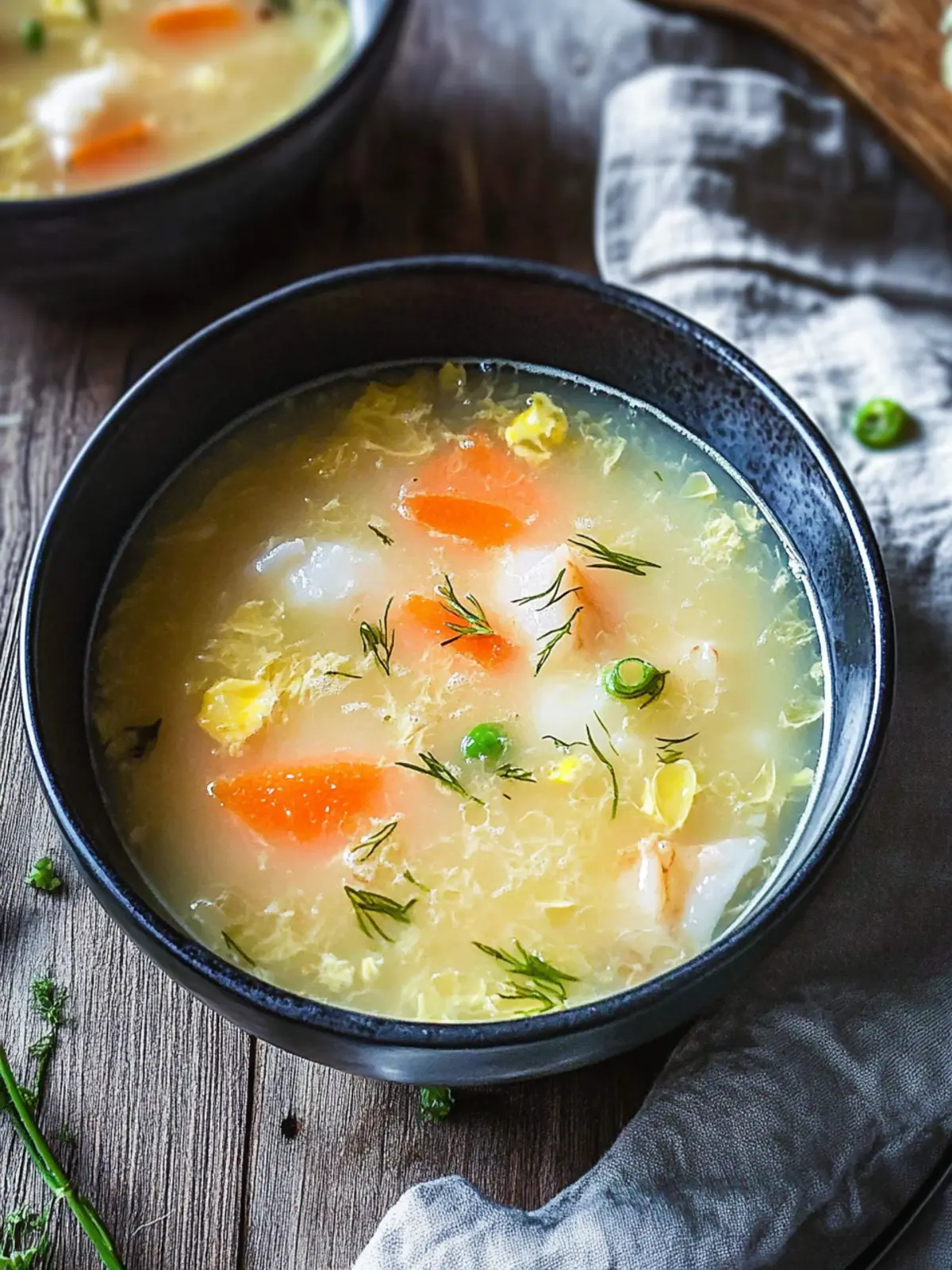 15-Minuten-Eierflockensuppe mit Surimi
