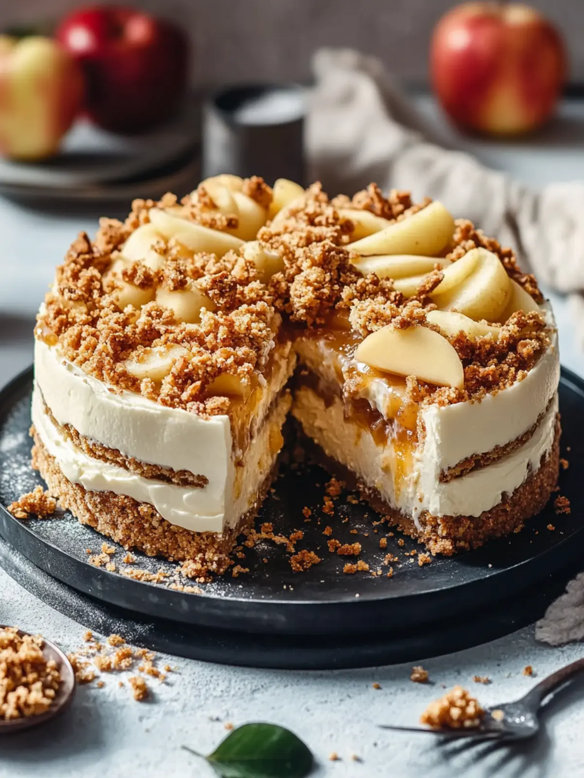 Cremiger Apfel Crumble Käsekuchen