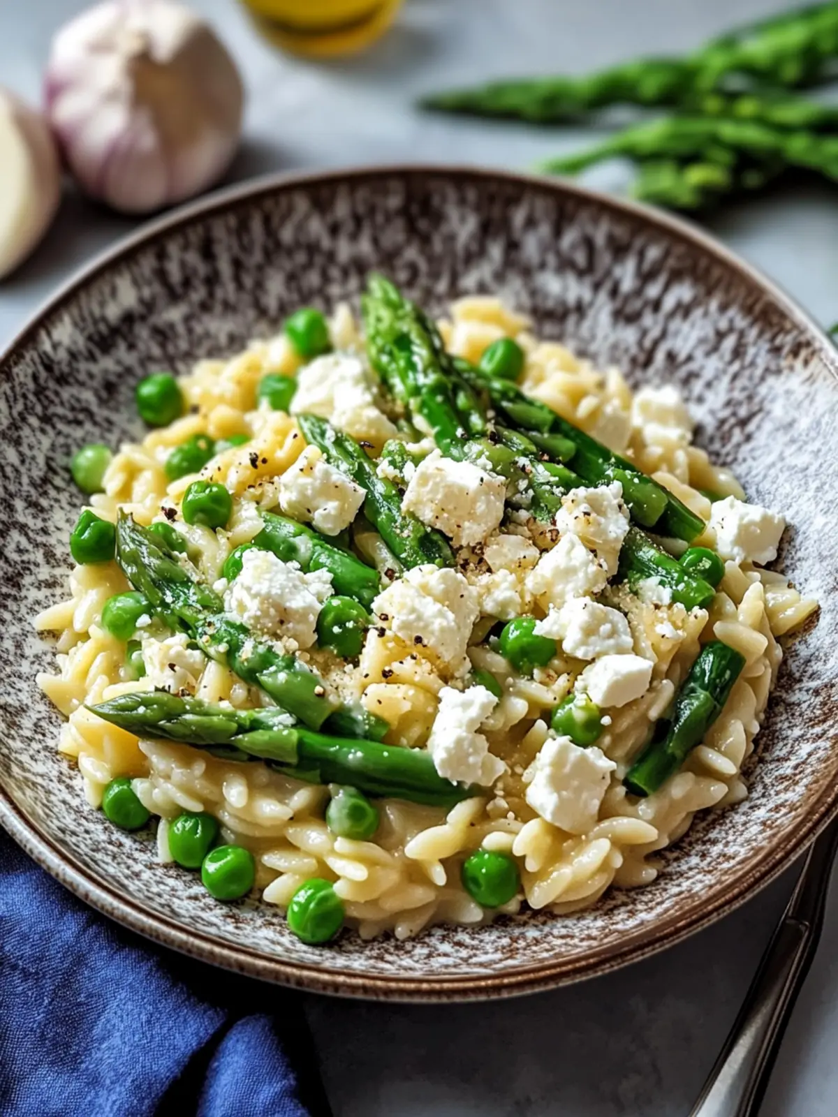 Orzo-Salat mit Spargel, Artischockenherzen und Feta