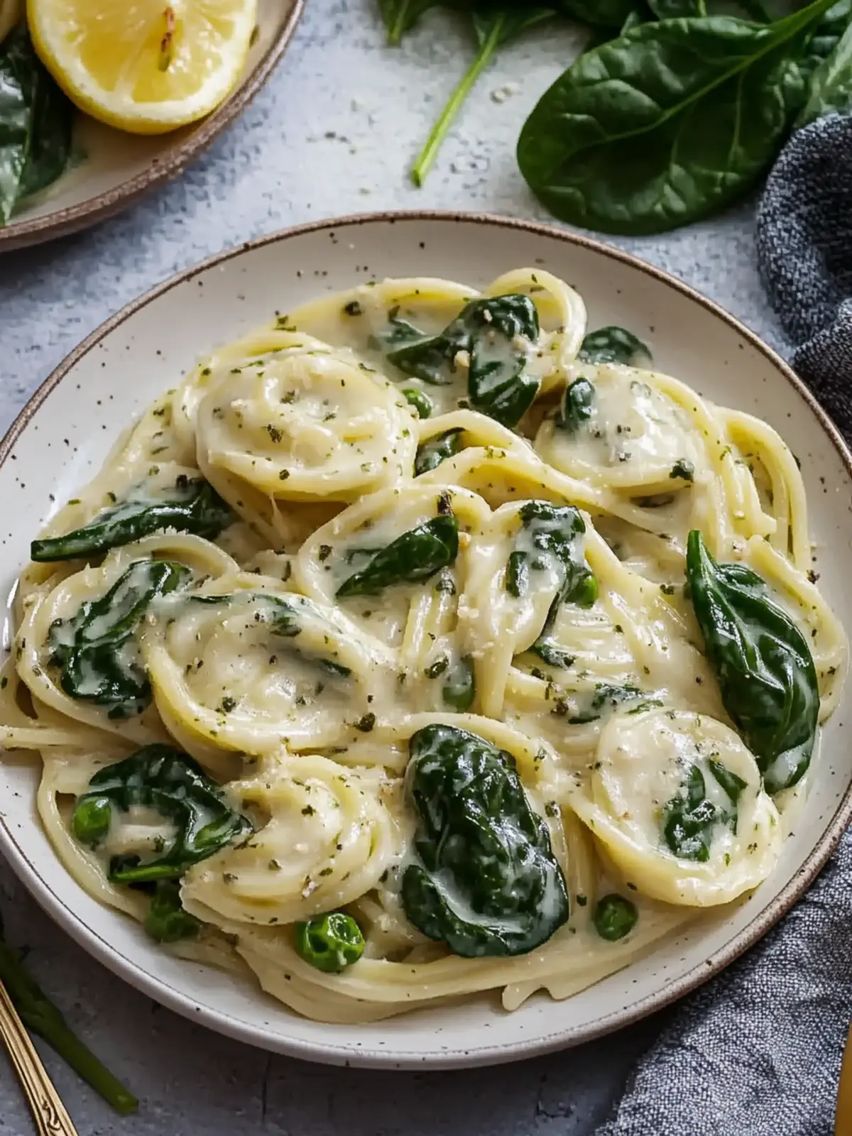 Pasta mit grünem Spargel und Spinat