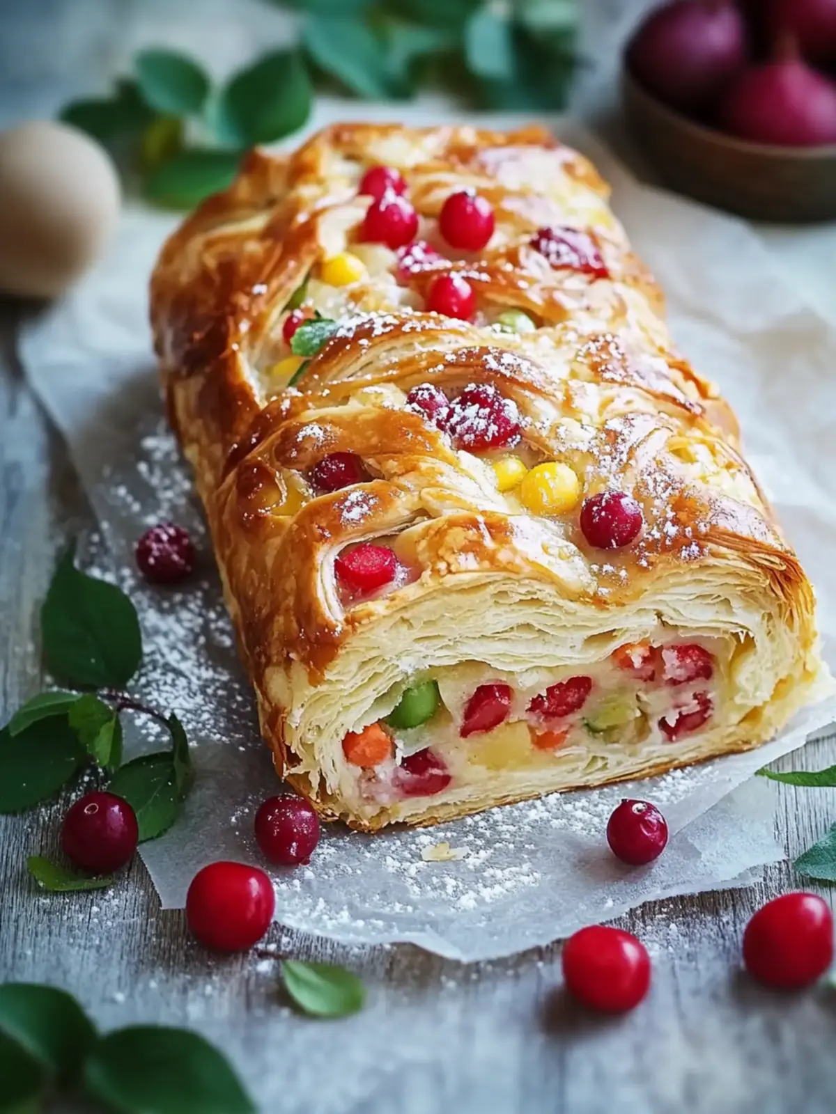 Vegetable strudel with puff pastry