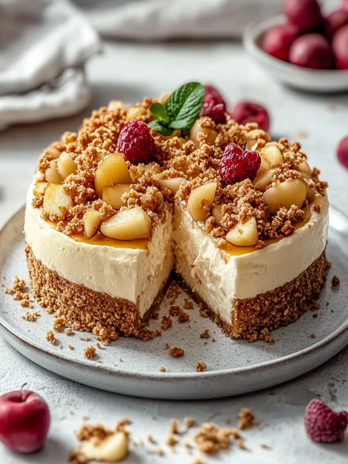 Cremiger Apfel Crumble Käsekuchen